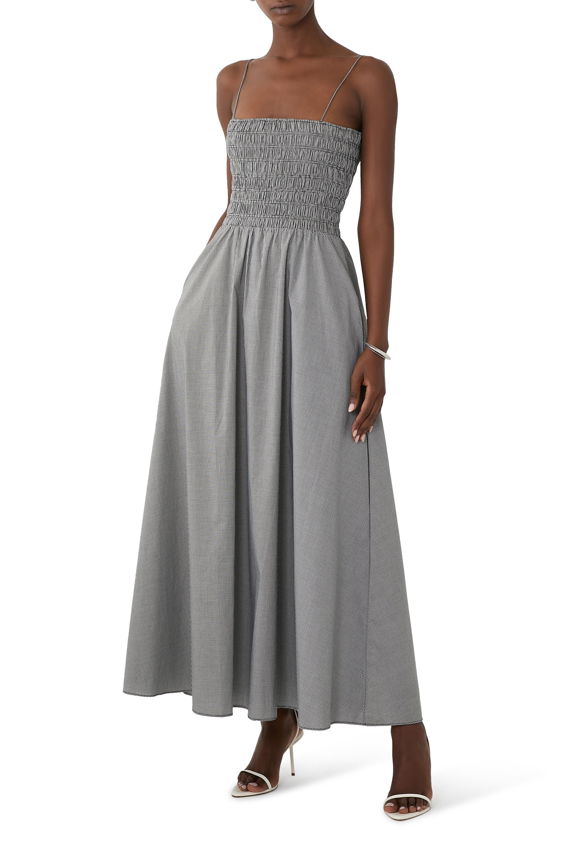 فستان ليدا طويل بنقشة مربعات