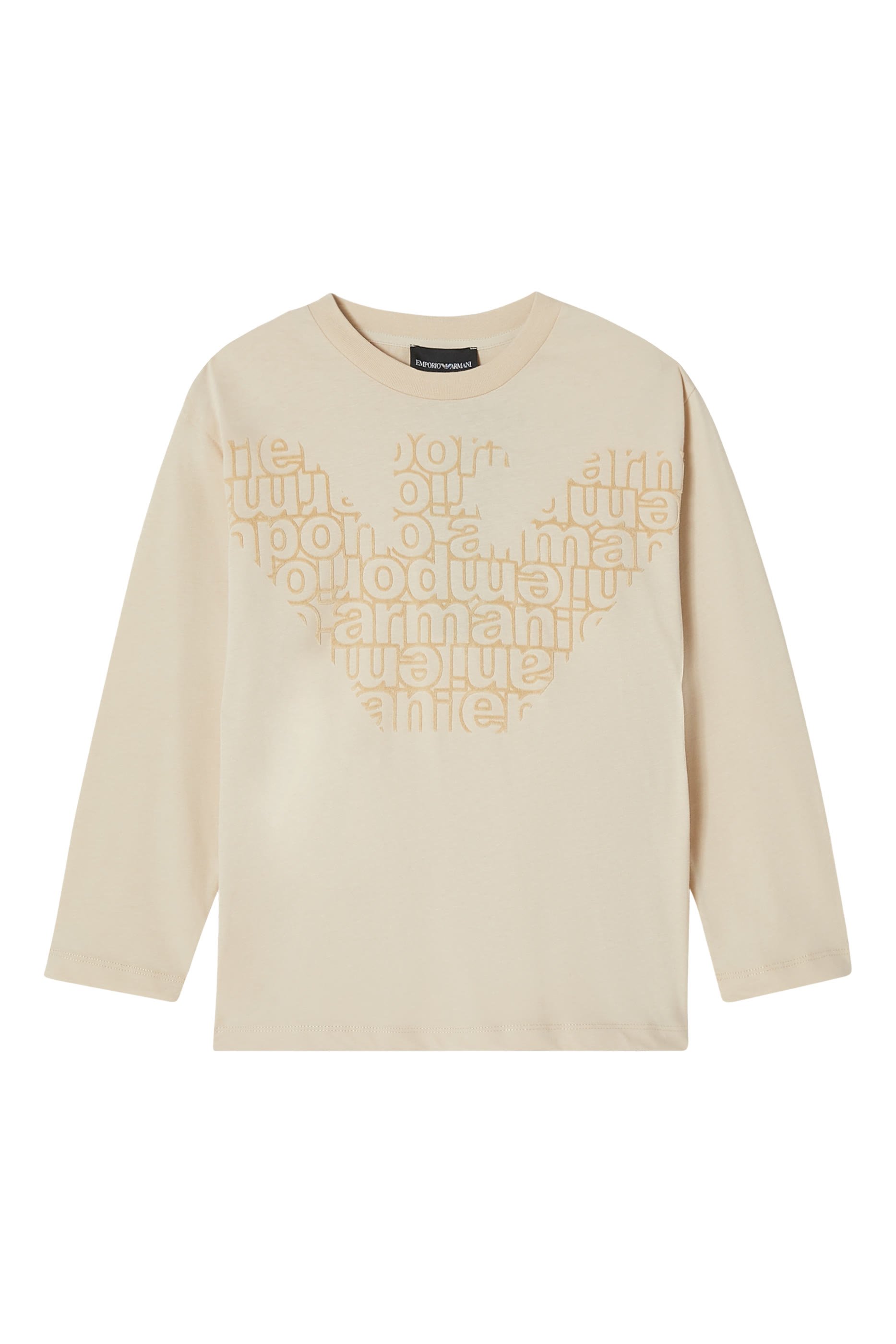 تيشيرت بشعار الماركة بملمس بارز قطن للأطفال 