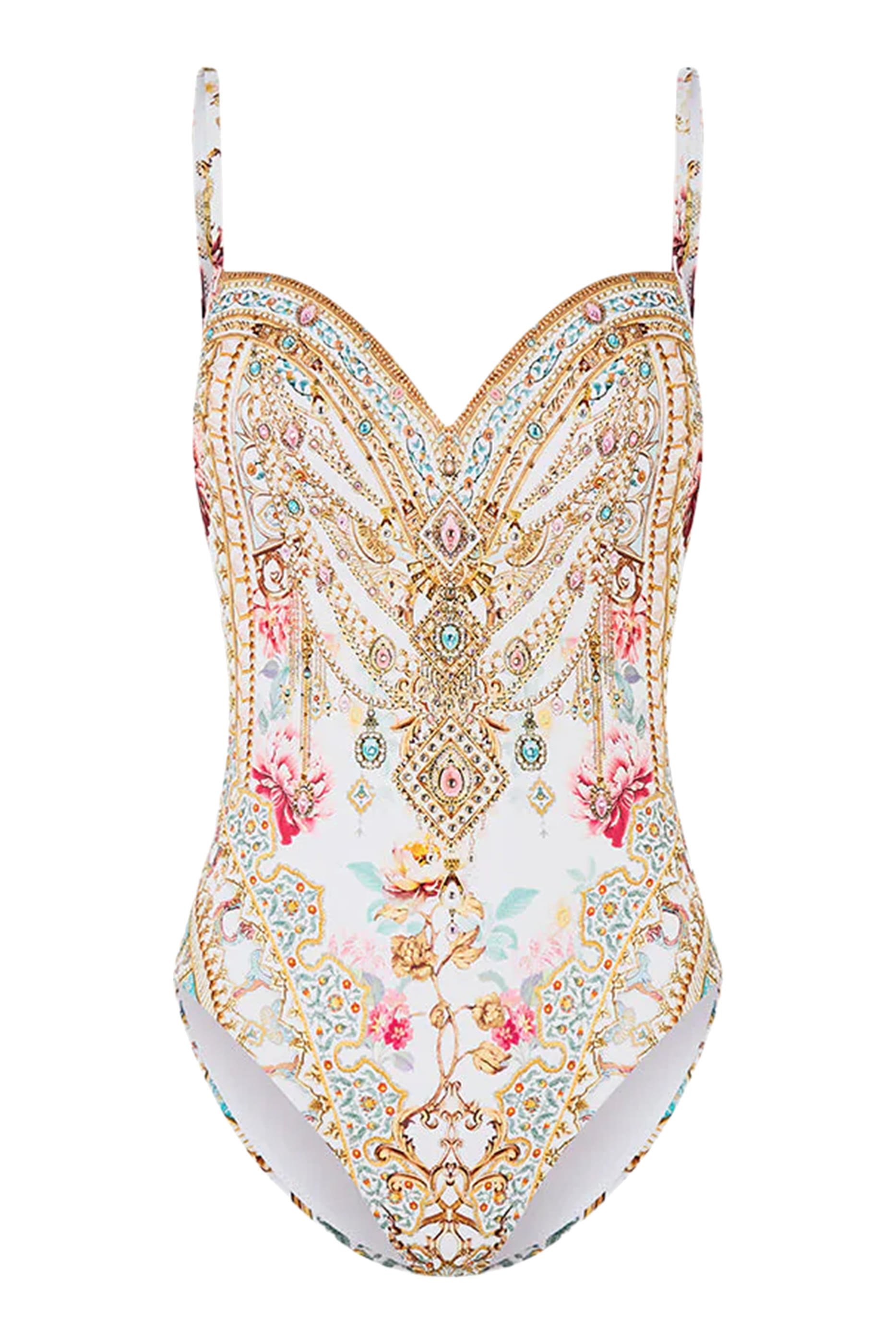 بدلة سباحة أوتومن داينستي بتصميم قطعة واحدة  بياقة قلب وسلك سفلي