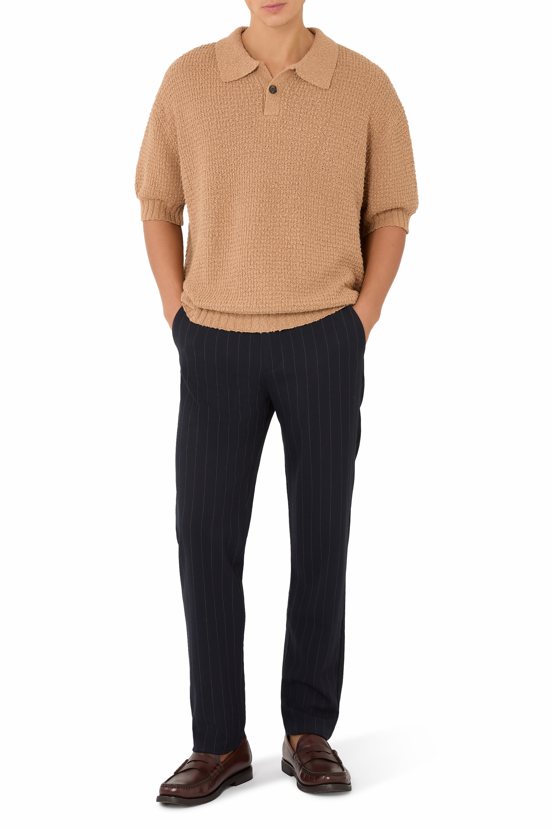 بنطال كومو مخطط بقصة تضيق باتجاه الأسفل