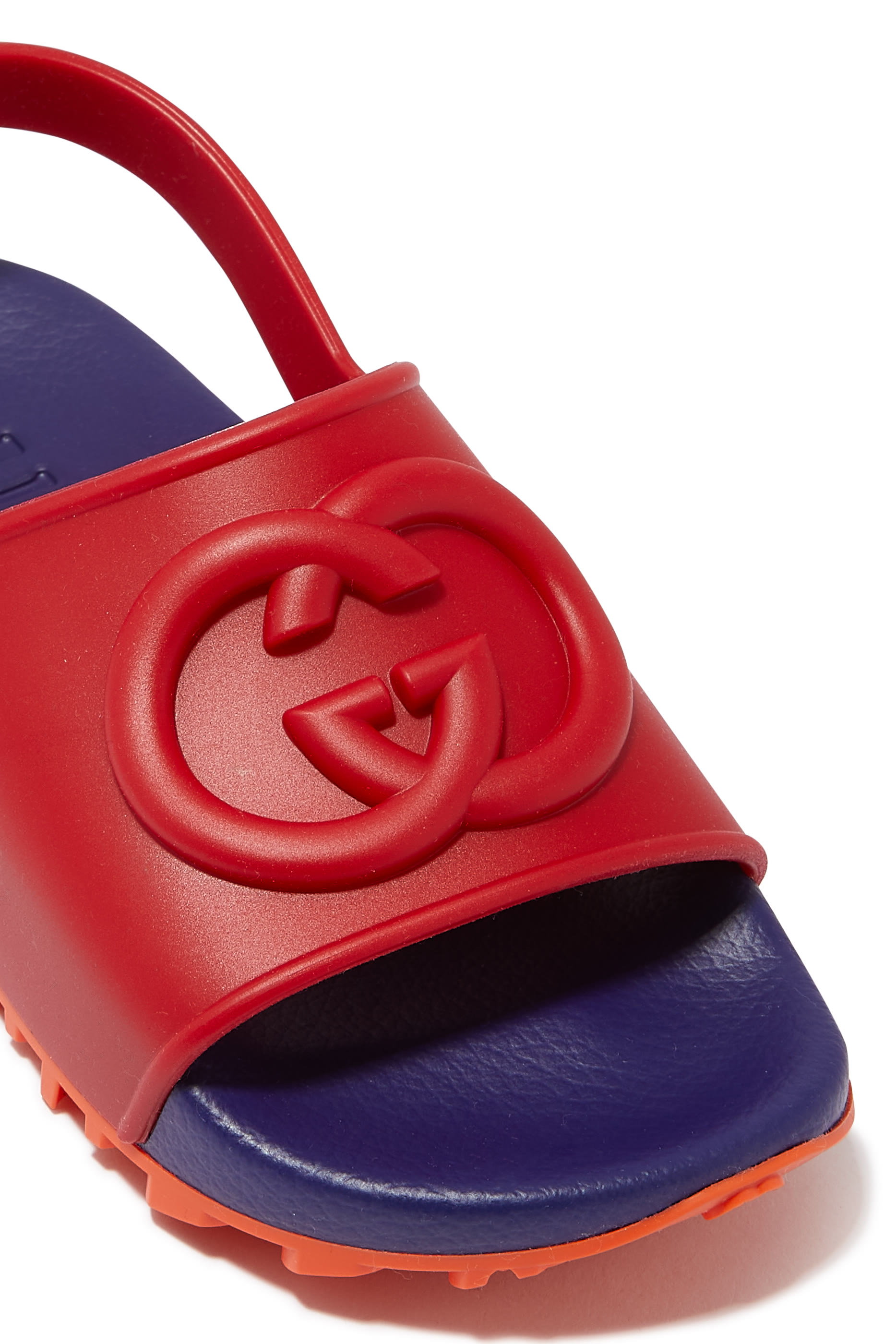 صندل مطاطي للأطفال بشعار الماركة متداخل