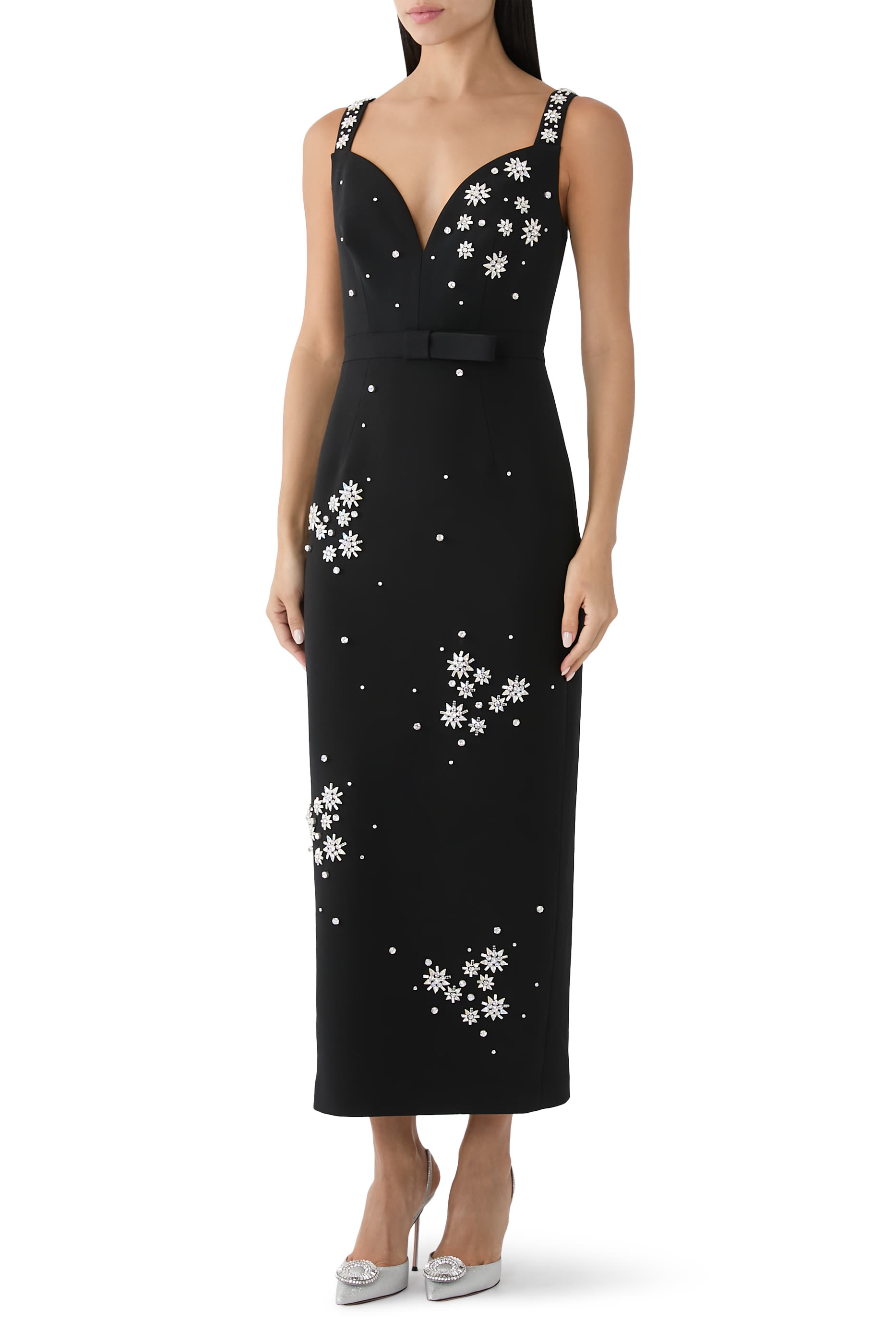 فستان براندي كريب بتطريزات