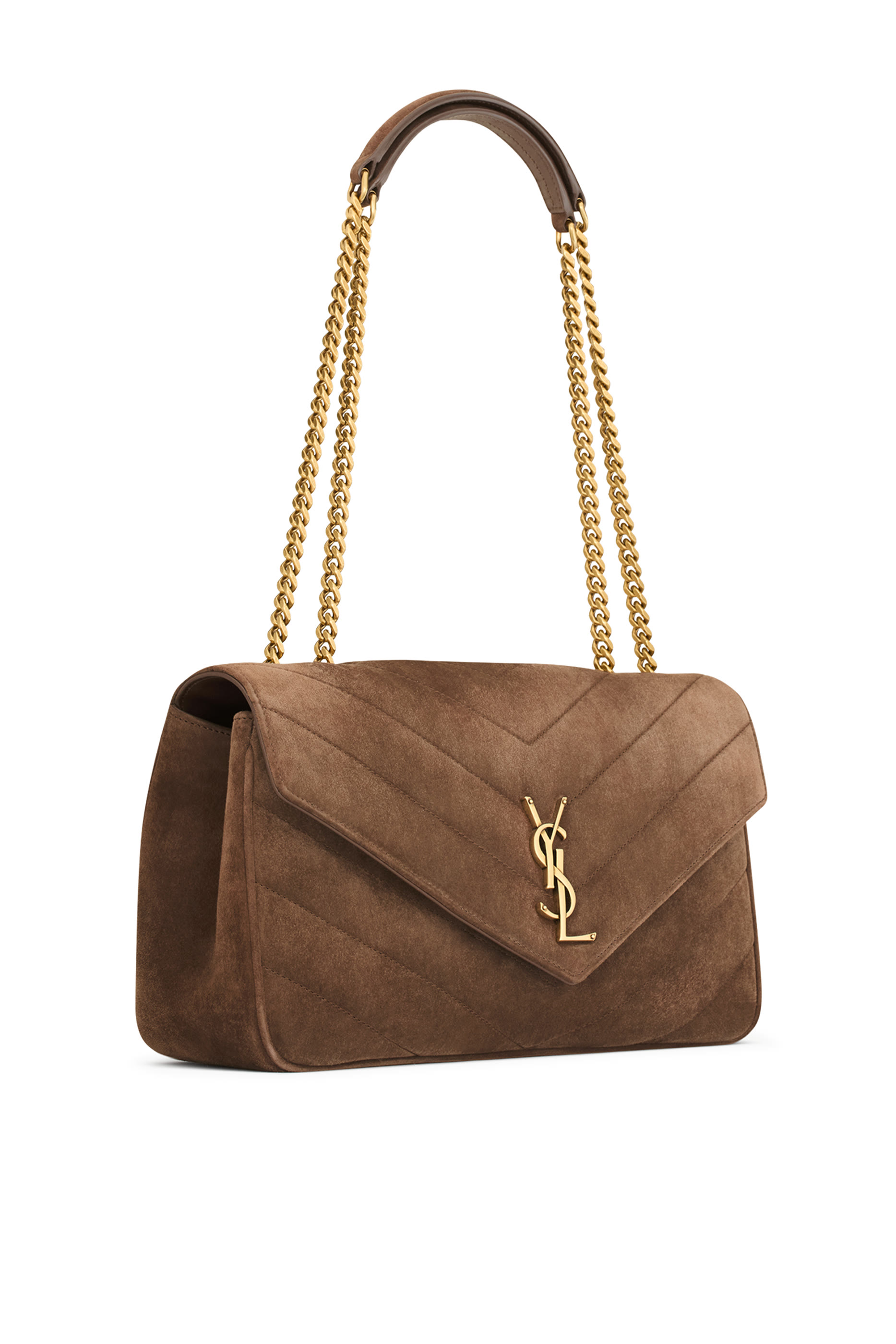t Loulou Medium Chain Bag In Matelass&eacute; Suede