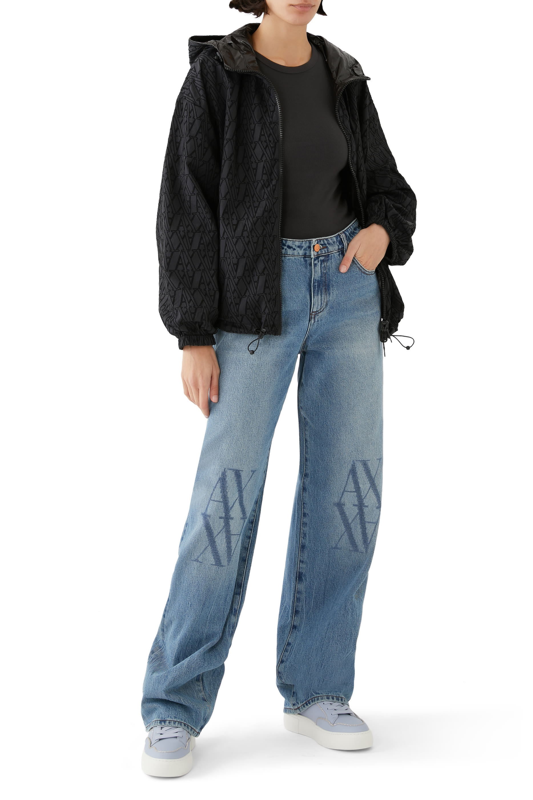 بنطال جينز جاي 52 بخصر منخفض وقصة مريحة دنيم