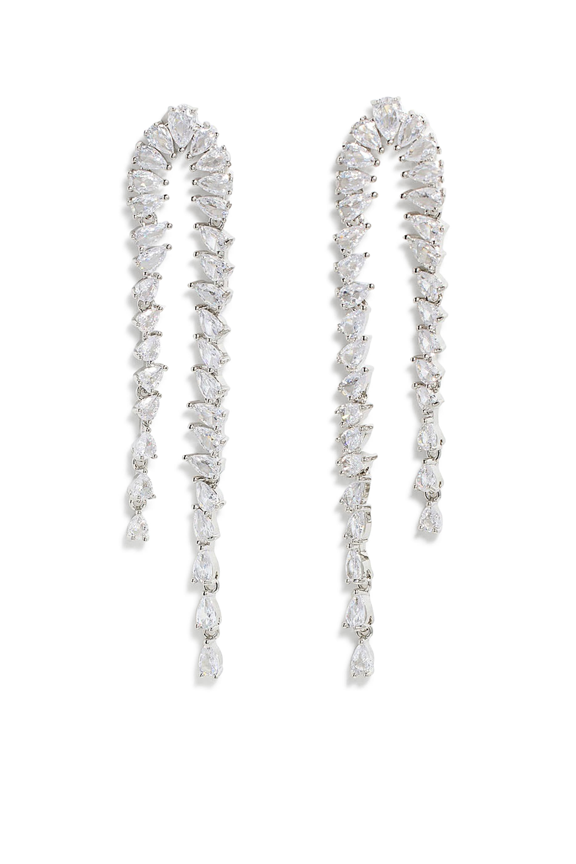 أقراط دائرية مزينة بماس متدلي بتصميم كمثرى فضة إسترلينية