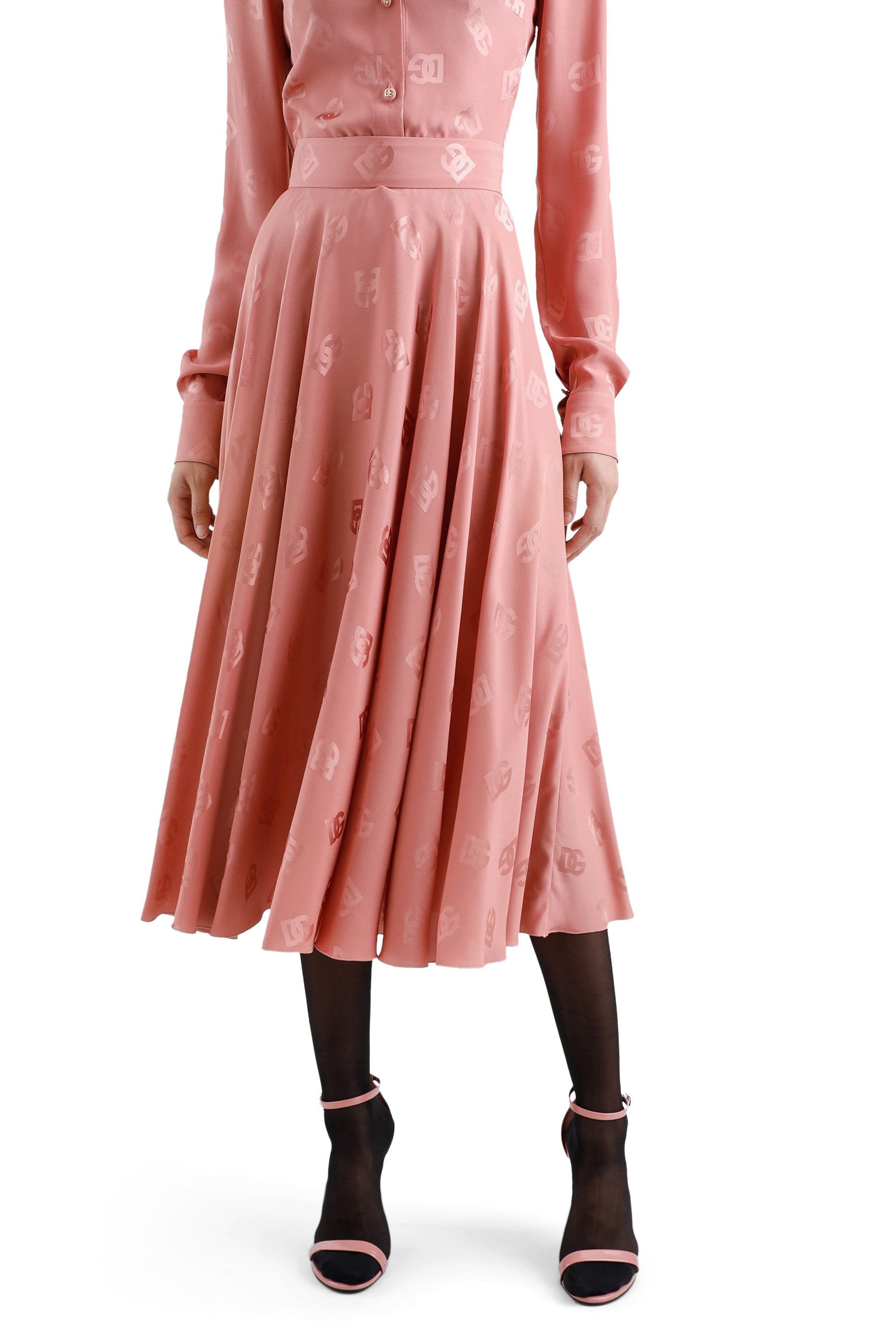 تنورة بنقشة حرفي شعار الماركة بالكامل