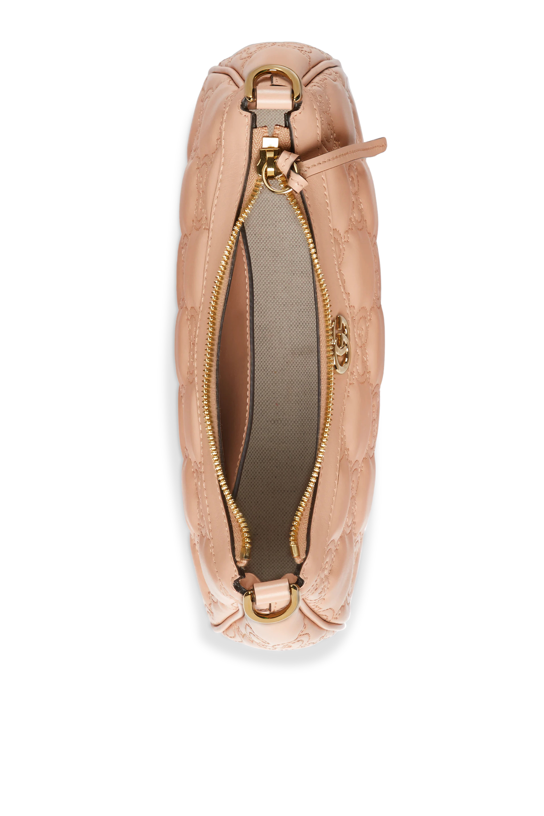 حقيبة يد مبطنة بحرفي شعار الماركة