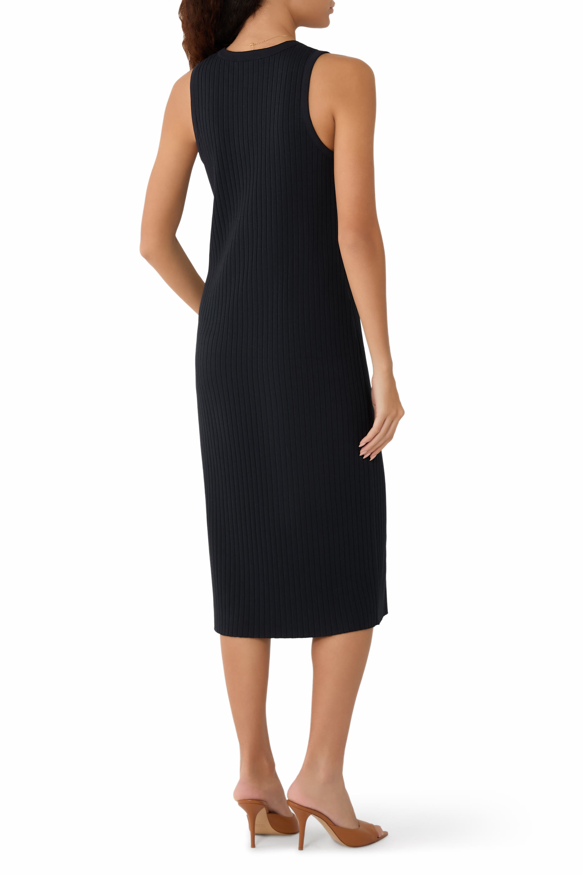 Ribbed Cotton-Blend Button-Front Dress
