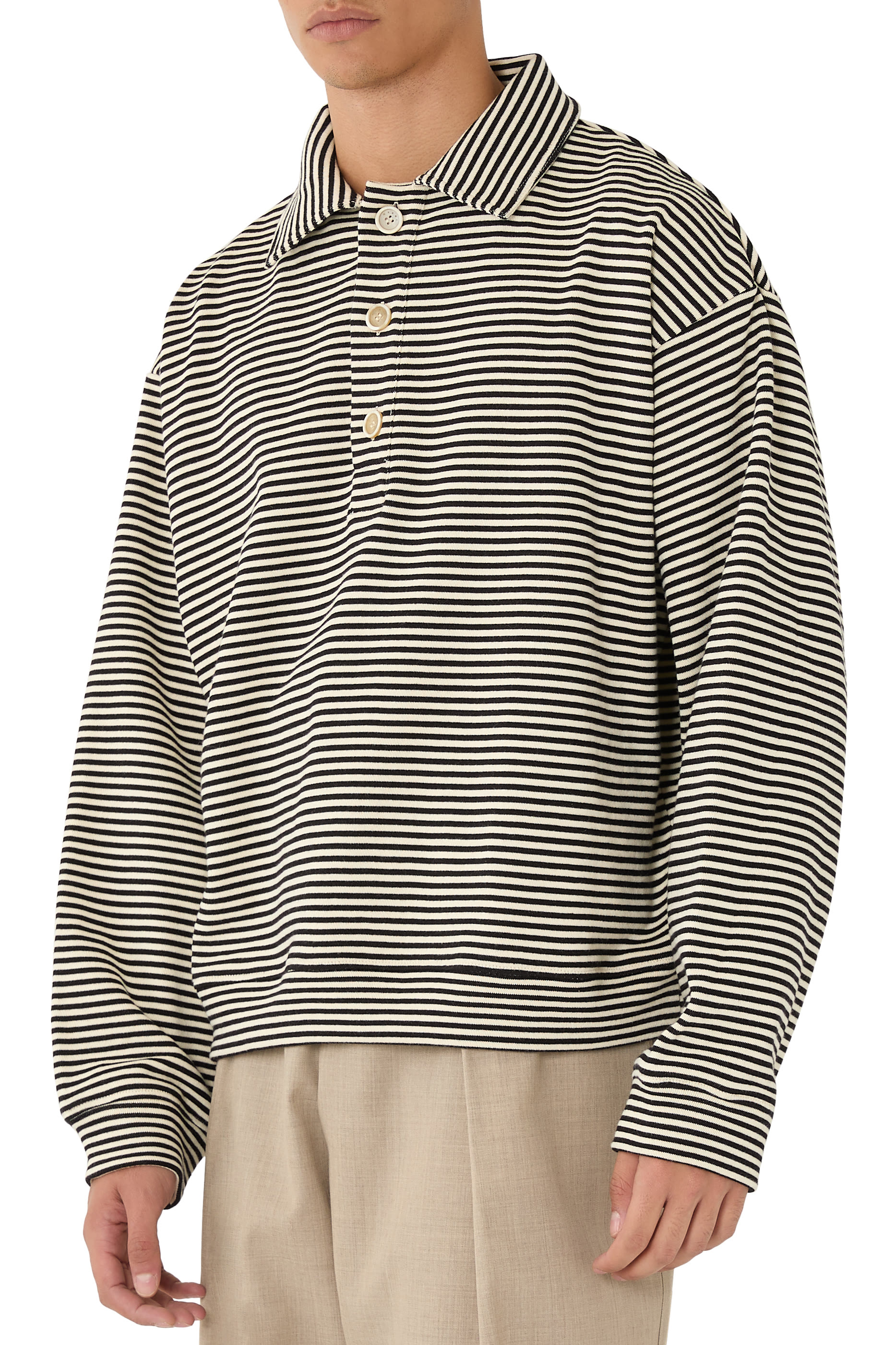 Sailor Stripe Cotton Polo Sweatshirt