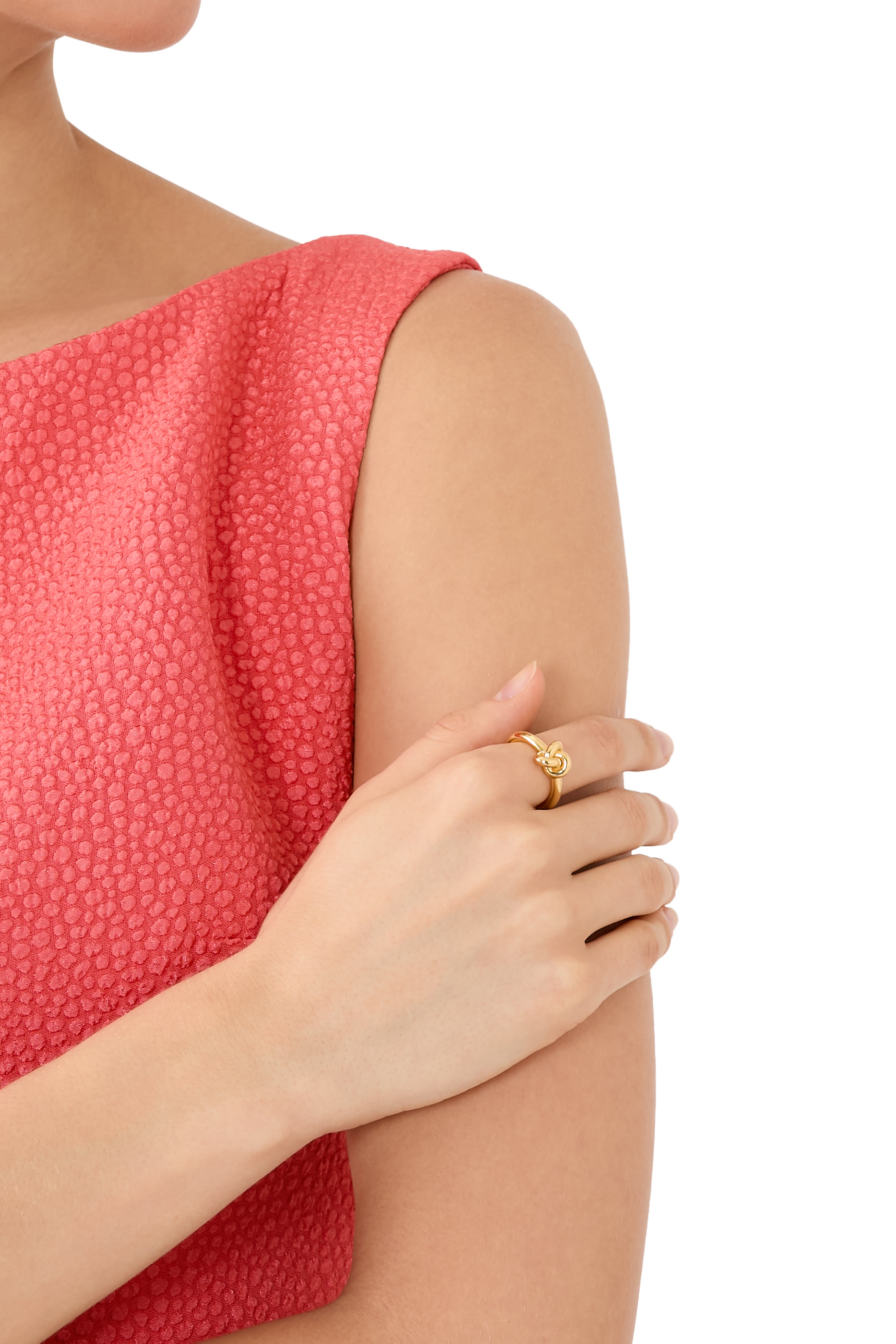 خاتم بتصميم عقدة مزدوجة، معدن مطلي