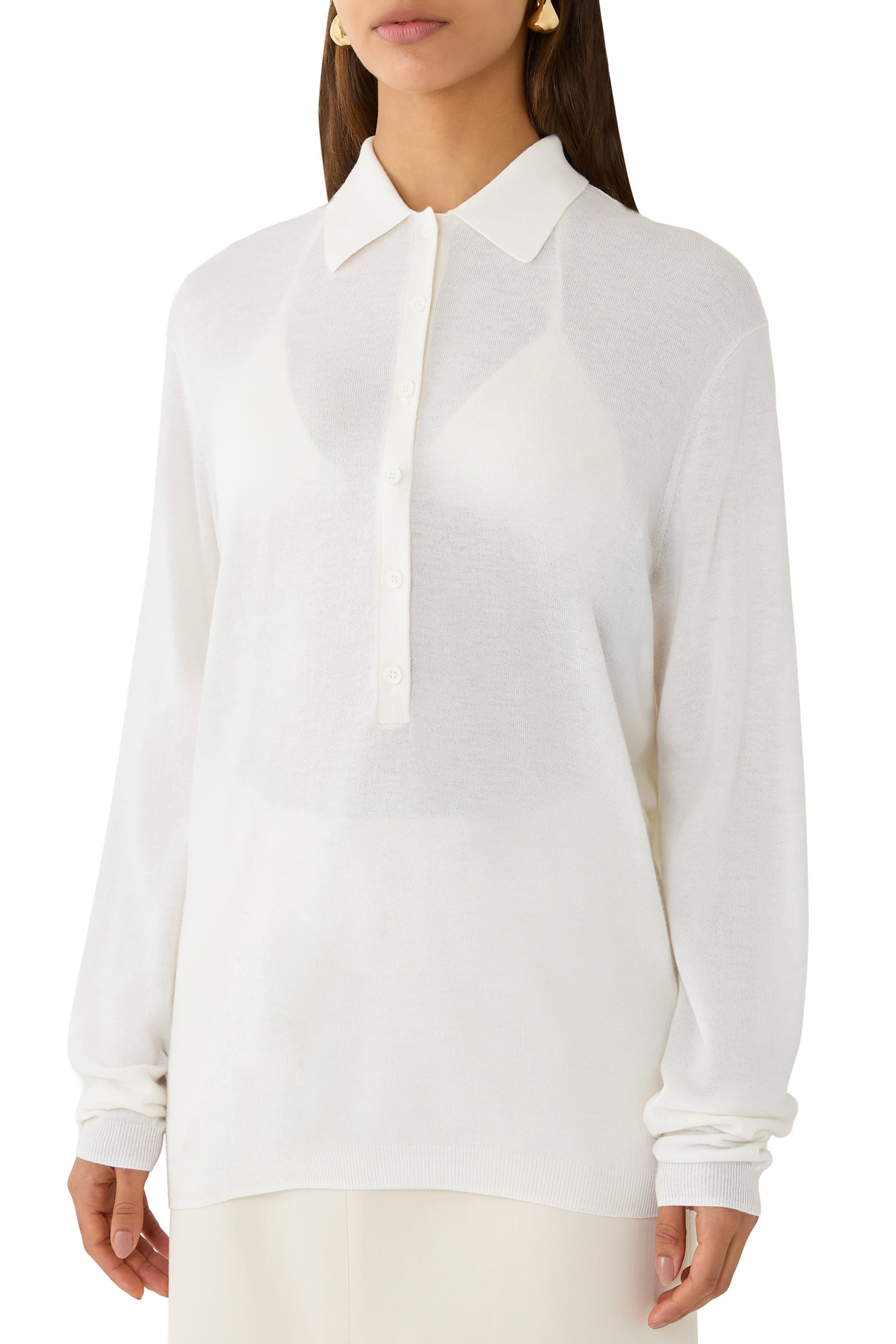 قميص بولو تالا منسوج بياقة V