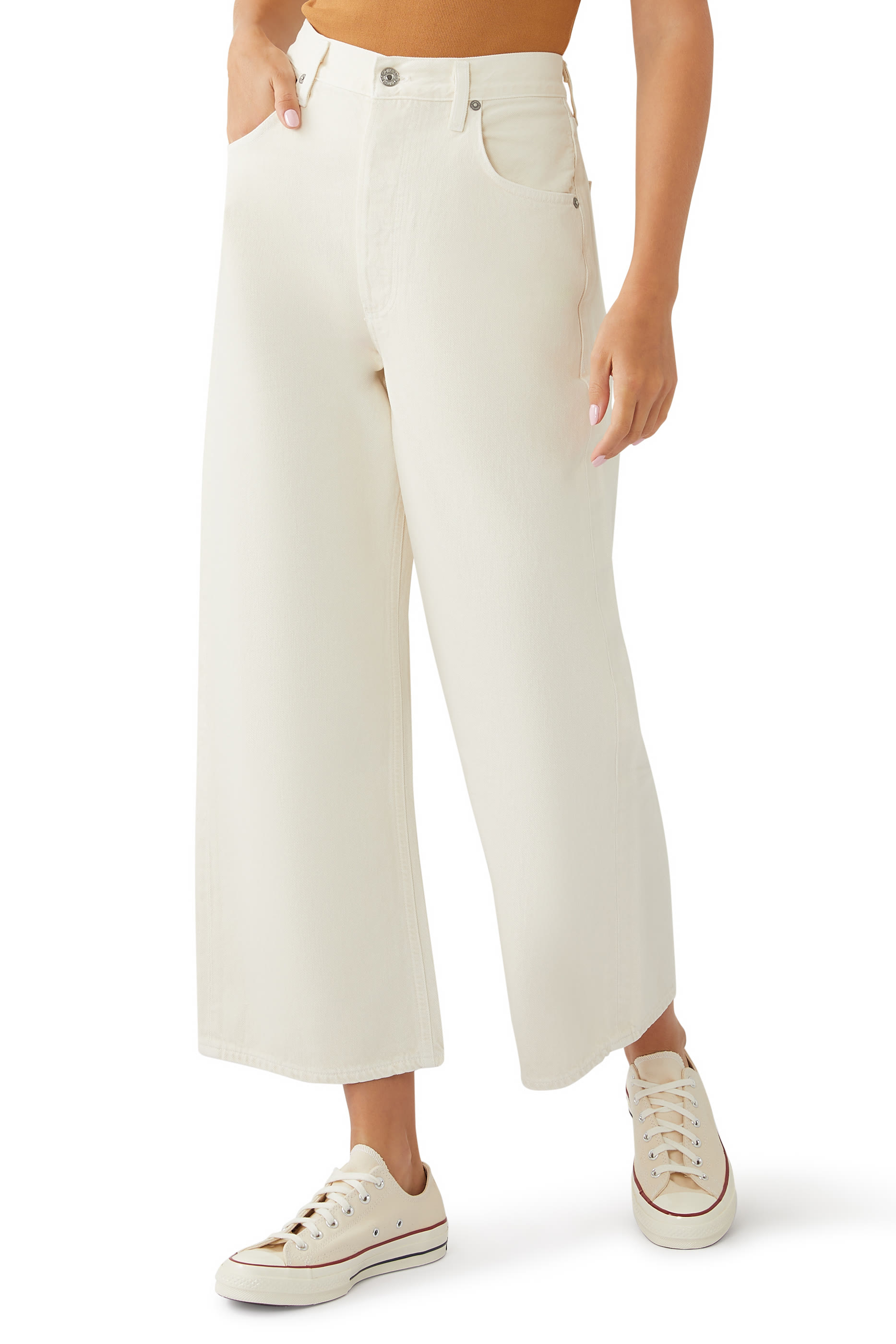 بنطال جينز غاوتش كلاسيكي بقصة ساق واسعة