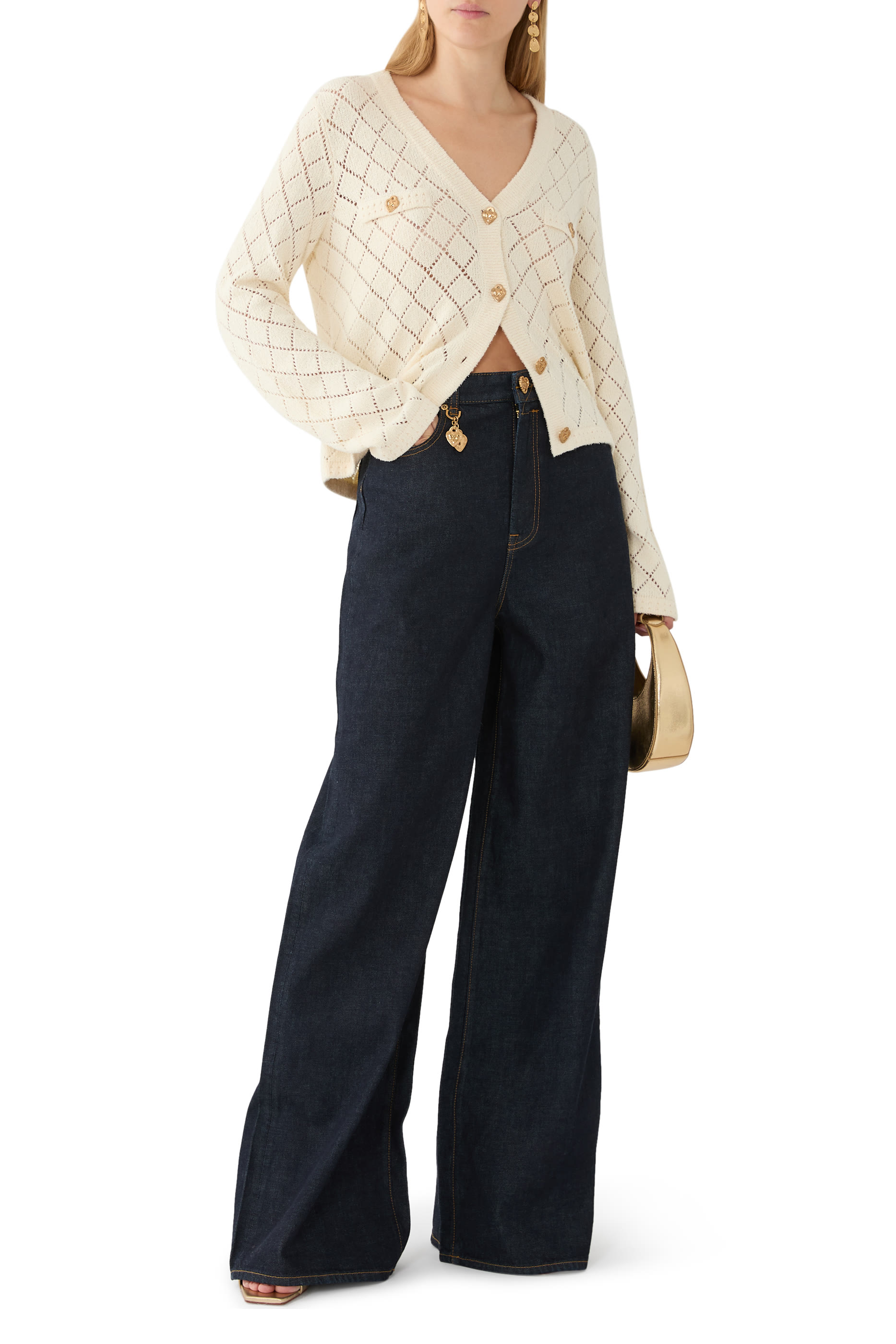 بنطال جينز كراش بقصة ساق مستقيمة