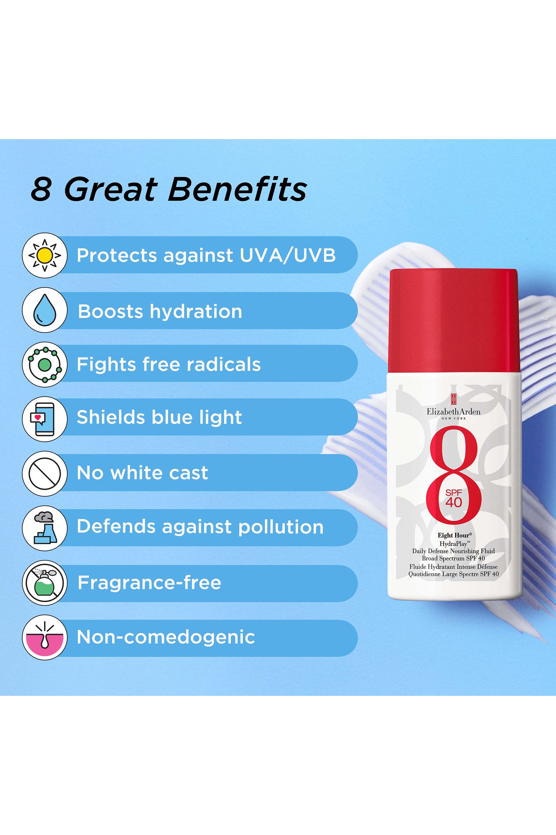 واقي للحماية اليومية إيت أور هيدرا بلاي سائل لتغذية البشرة بعامل SPF 40 ممتد المفعول