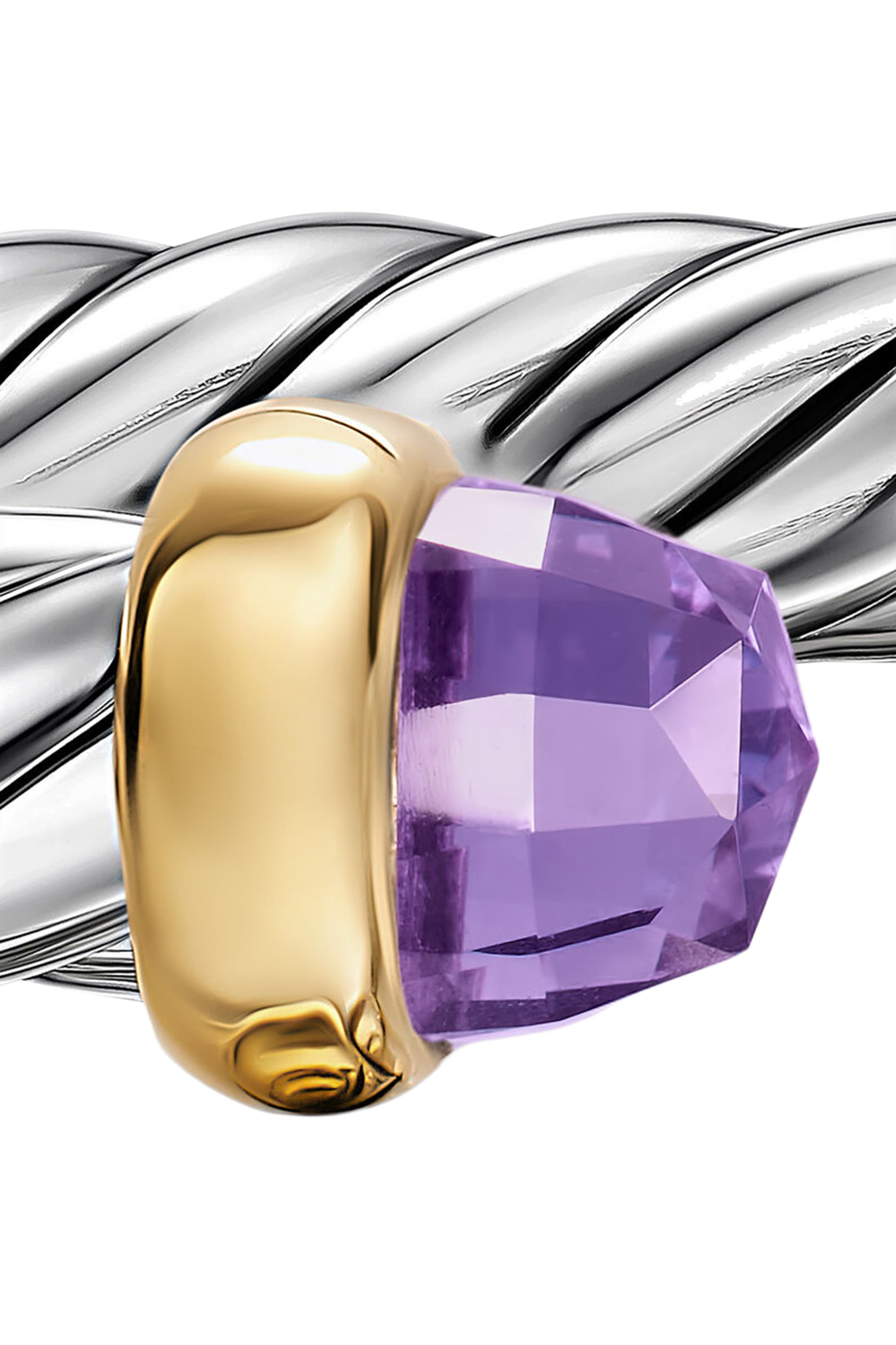 سوار كابل فليكس مرصعة بحجر جمشت فضة إسترلينية وذهب أصفر عيار 14