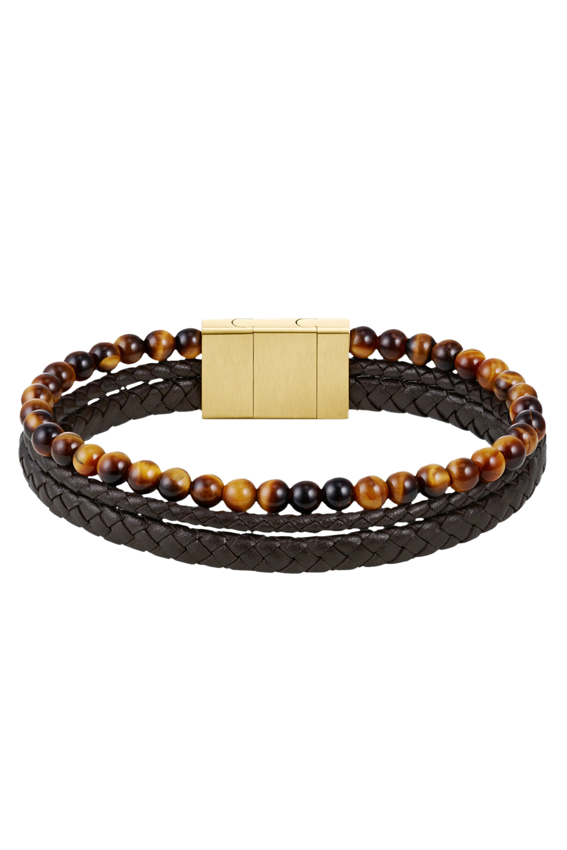 سوار بتصميم مجدول بخرز عين النمر، جلد