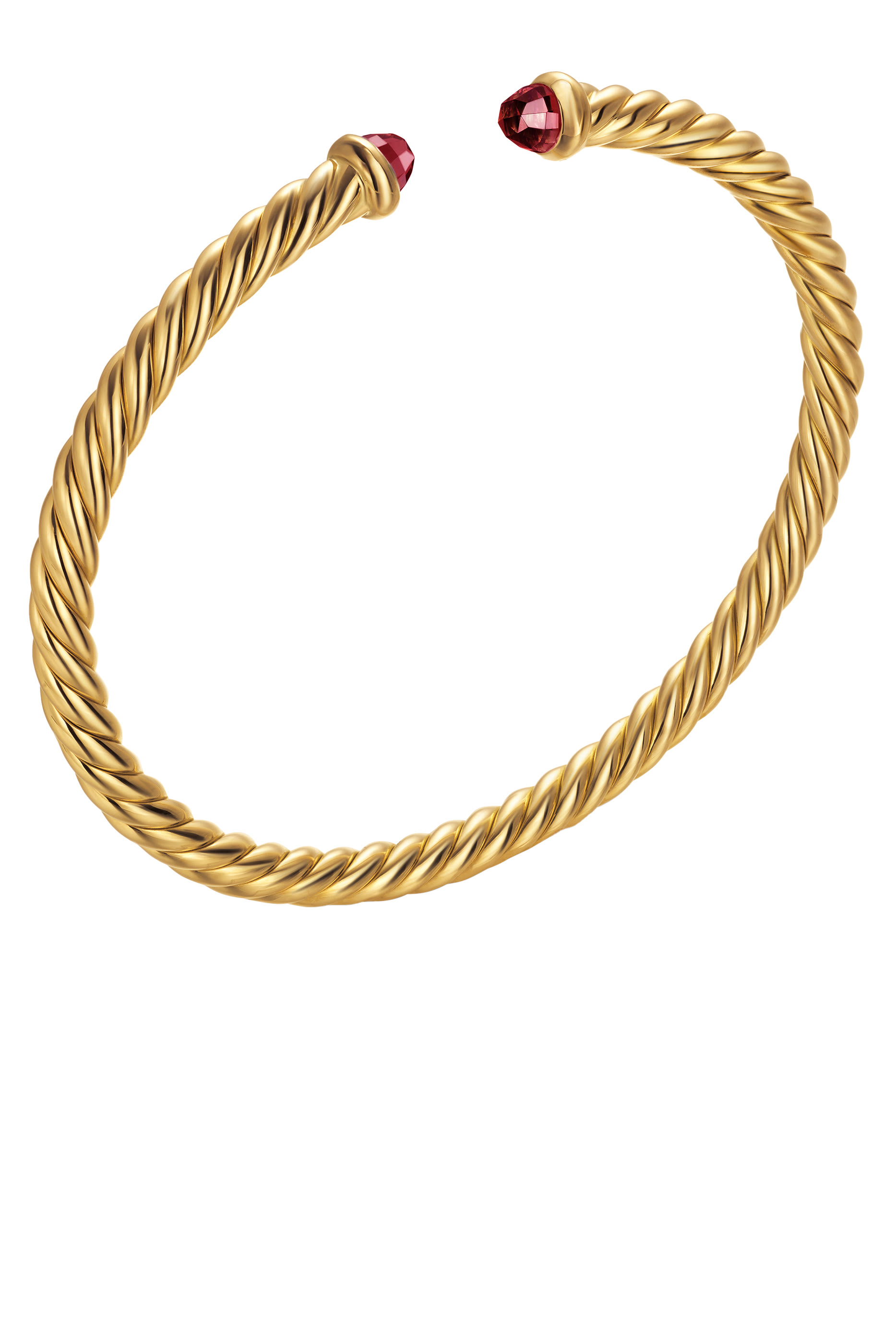 سوار كابل سبيرا بتصميم مرن مرصع بحجر عقيق رودوليت ذهب أصفر عيار 18