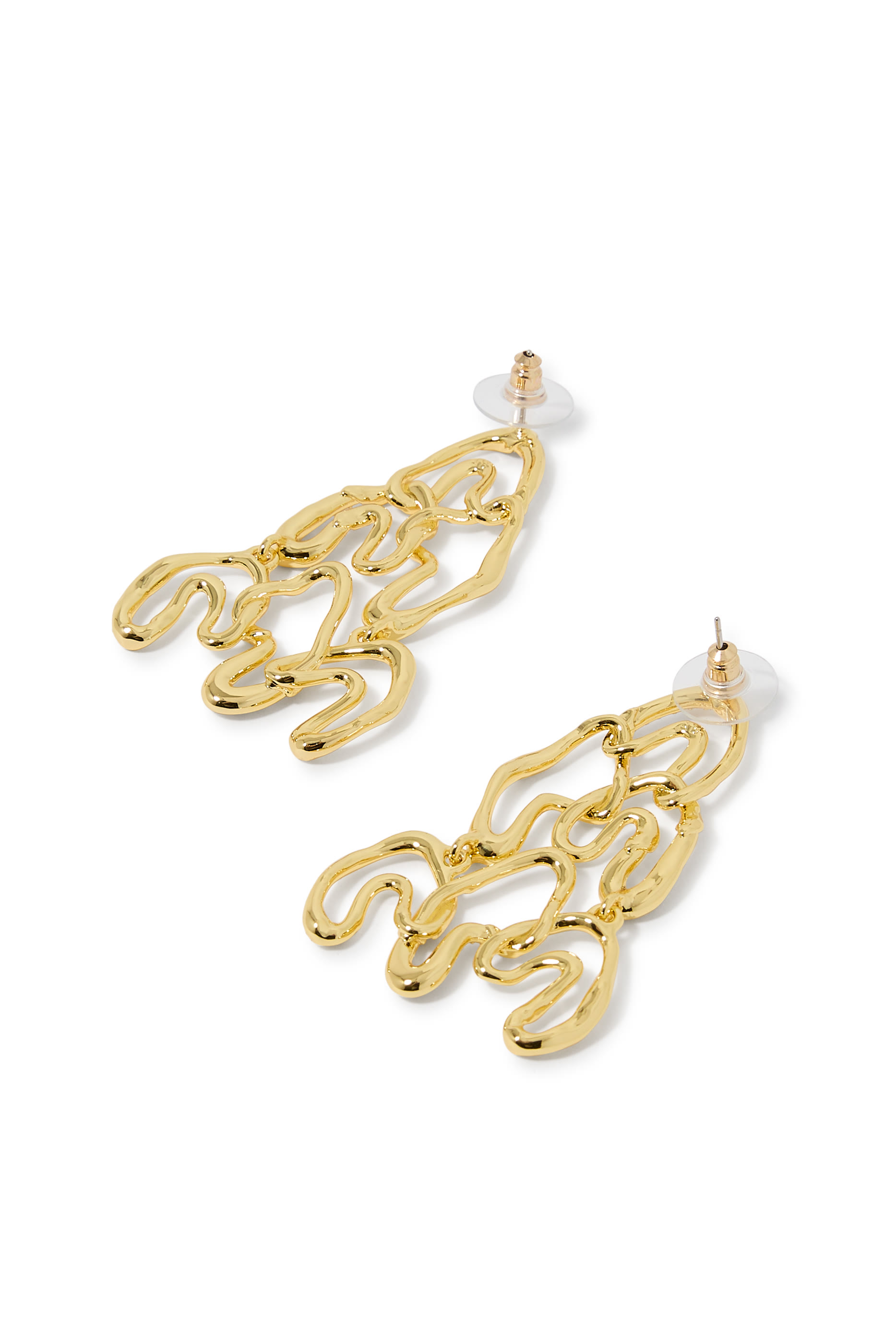 أقراط سولاناليس كبيرة بتصميم ثريا مرصعة بالكريستال، نحاس مطلي بذهب عيار 14