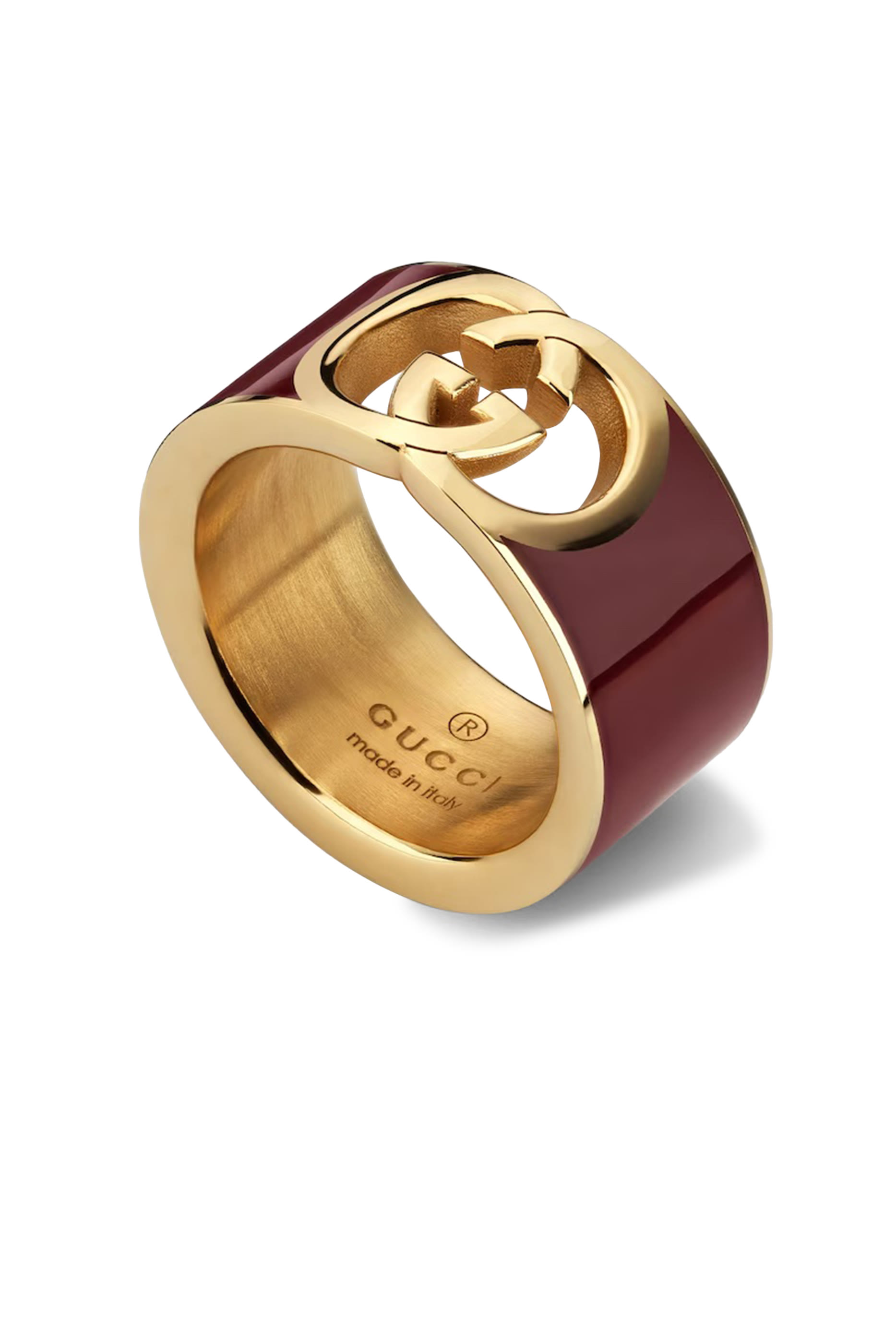 خاتم بتصميم حرفي شعار الماركة متداخلين بمينا