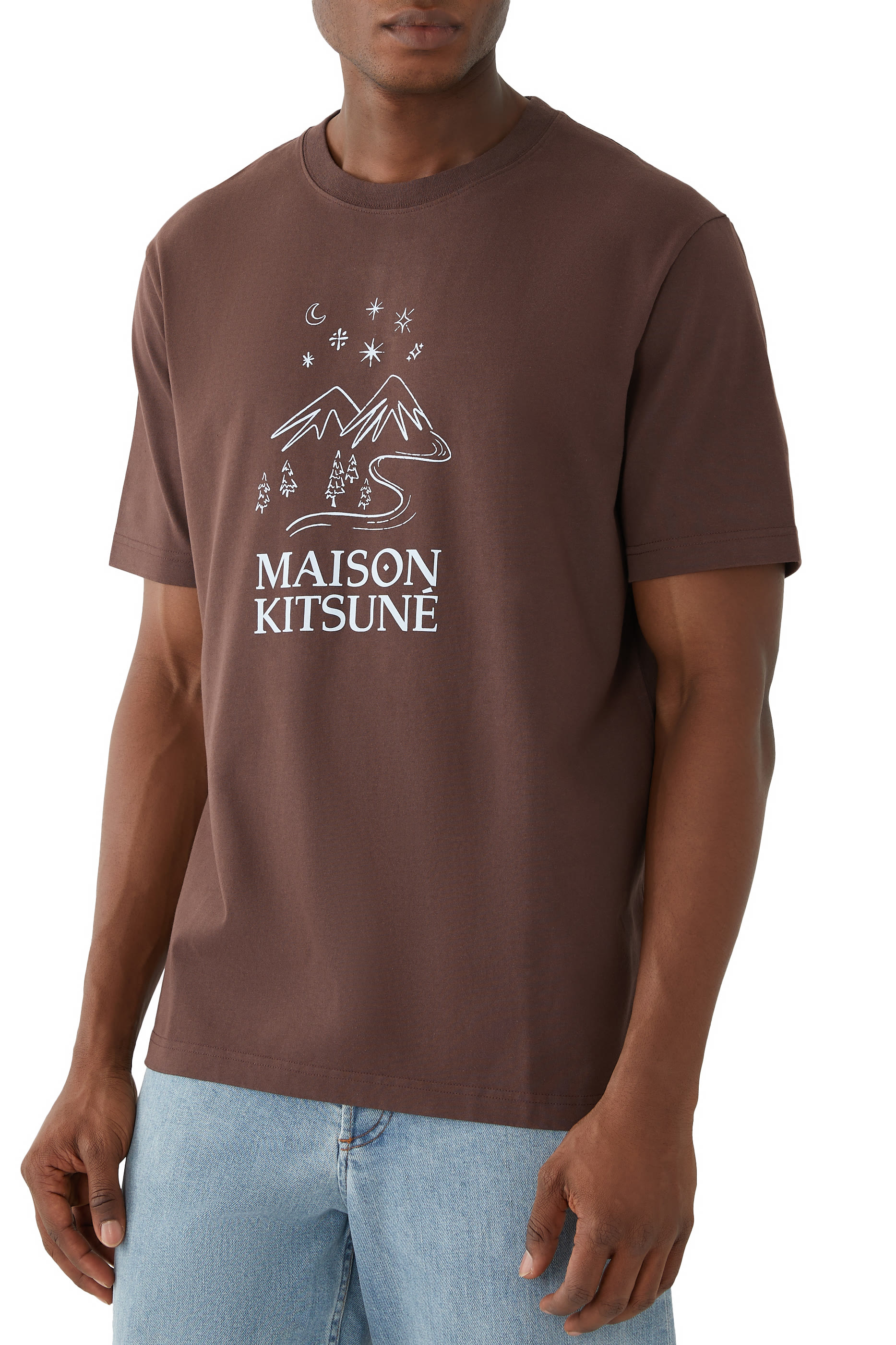 تيشيرت بقصة مريحة برسومات مناظر طبيعية