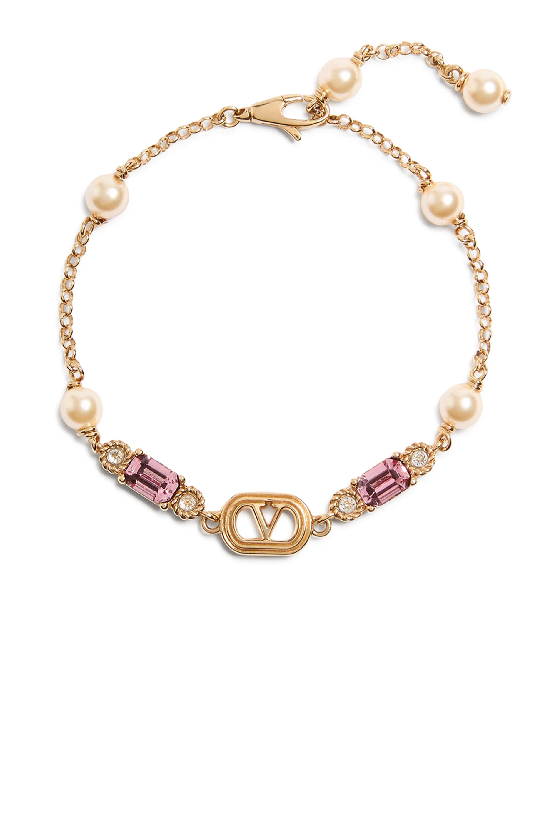 سوار بأحجار وحلية بتصميم بيضاوي