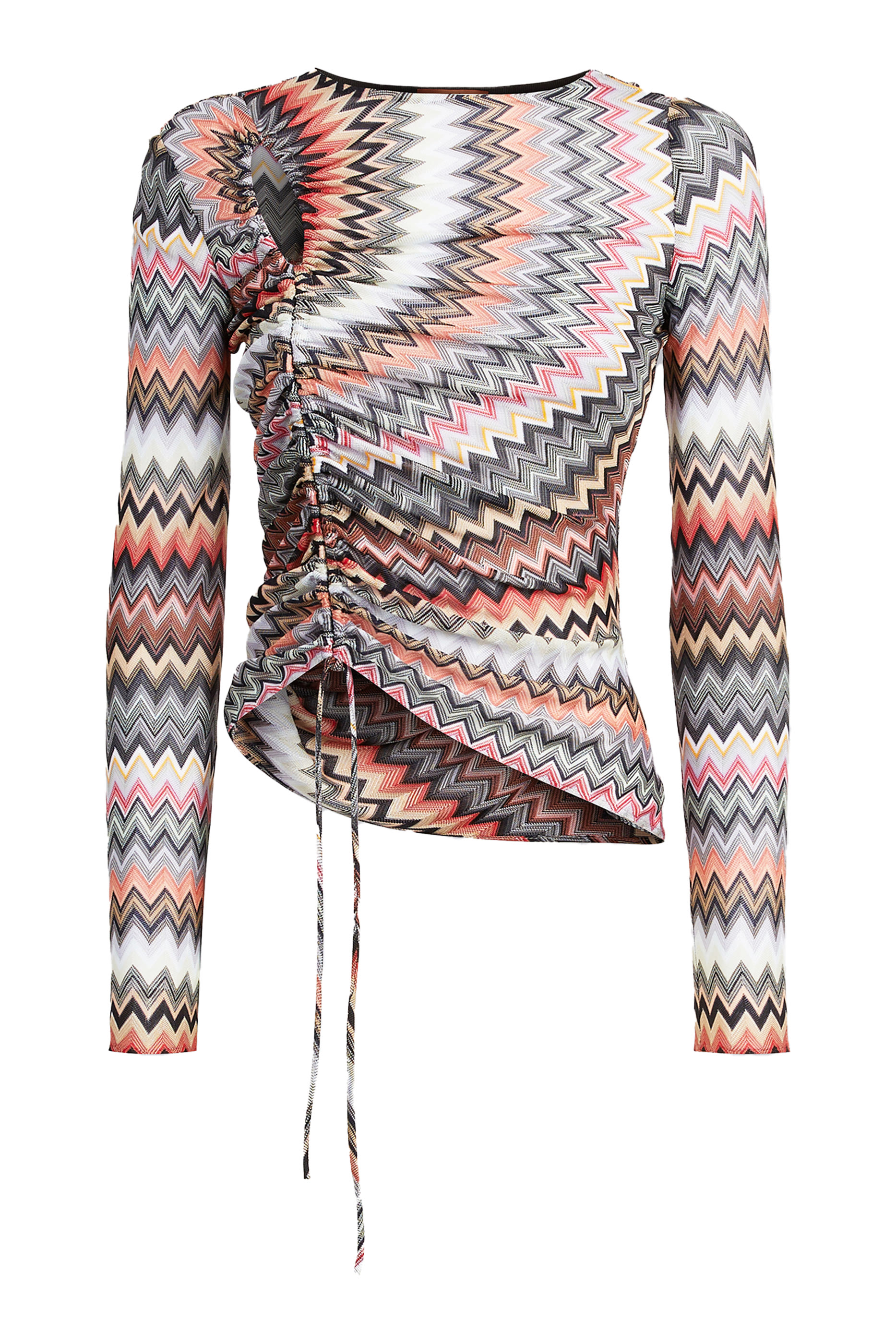 بلوزة رايتشل بفتحة ونقشة خطوط متعرجة