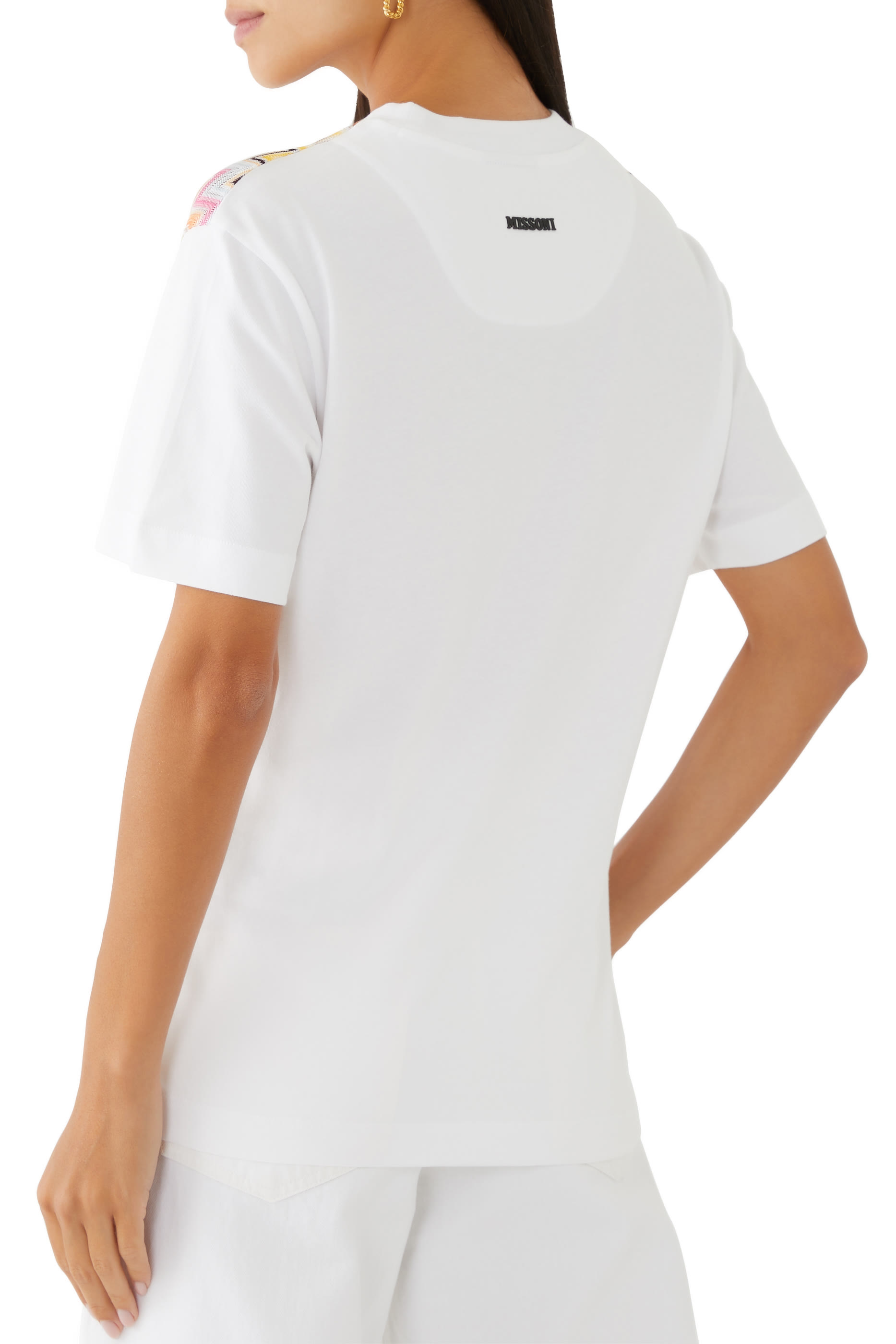 تيشيرت قطن جيرسيه مع حشوات شيفرون