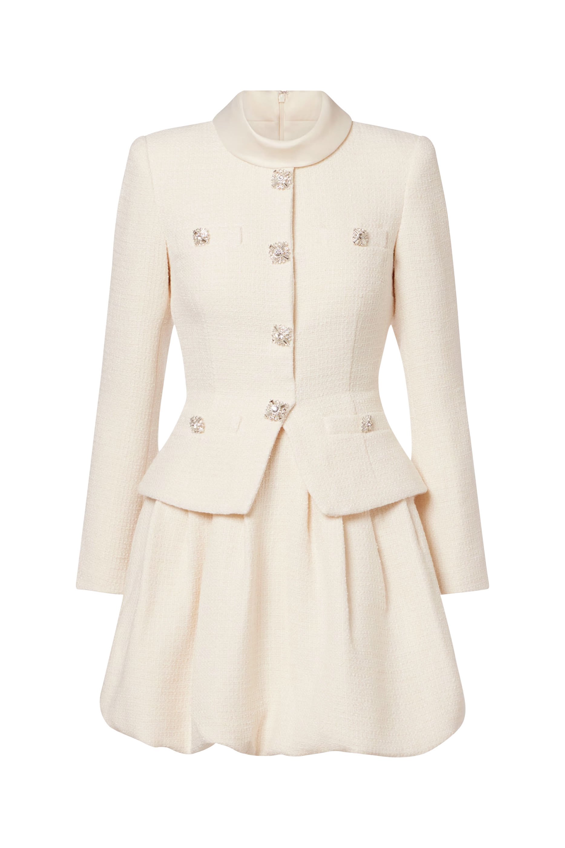 فستان قصير بوكليه بياقة 