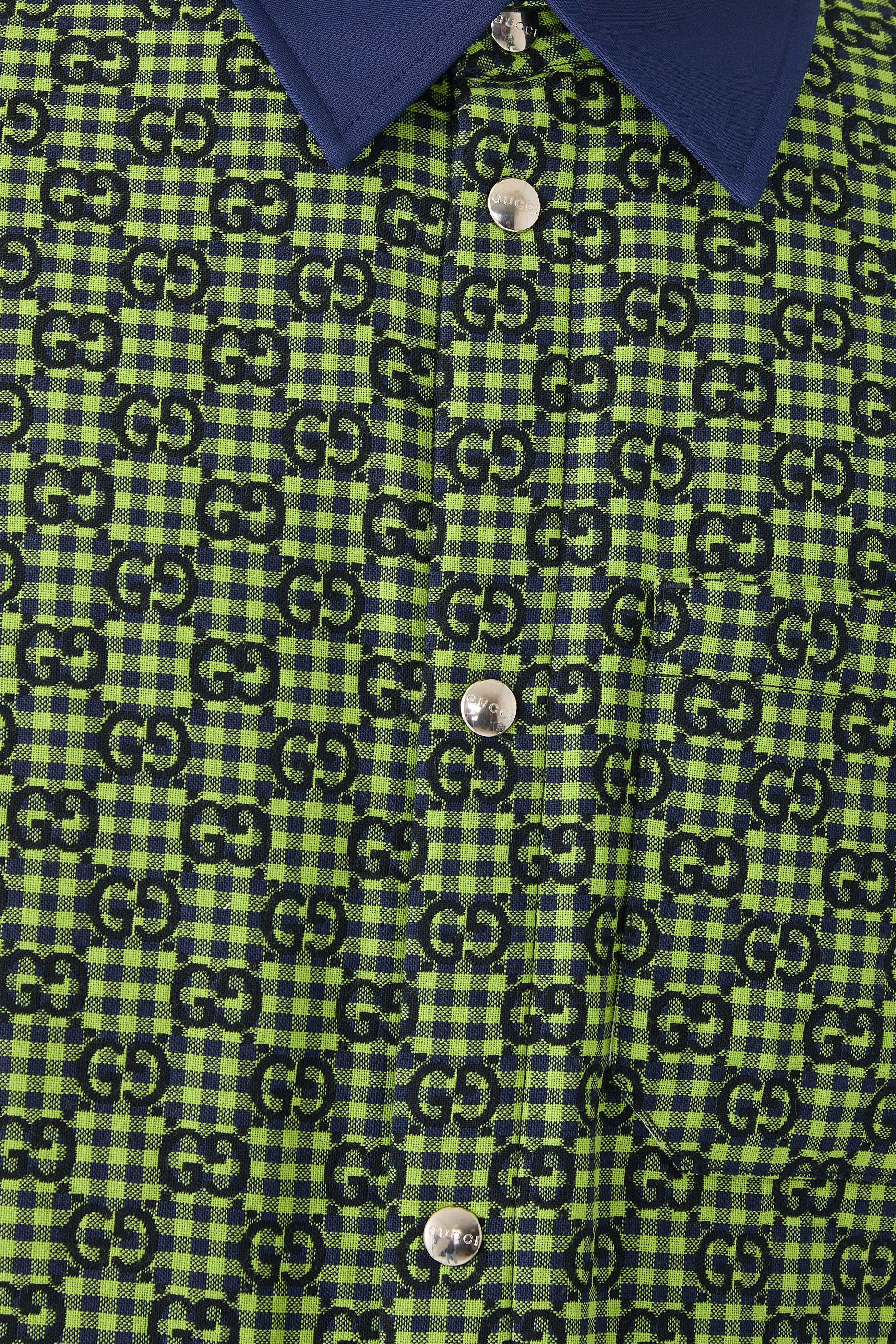 جاكيت بنقشة مربعات وحرفي شعار الماركة قطن وصوف