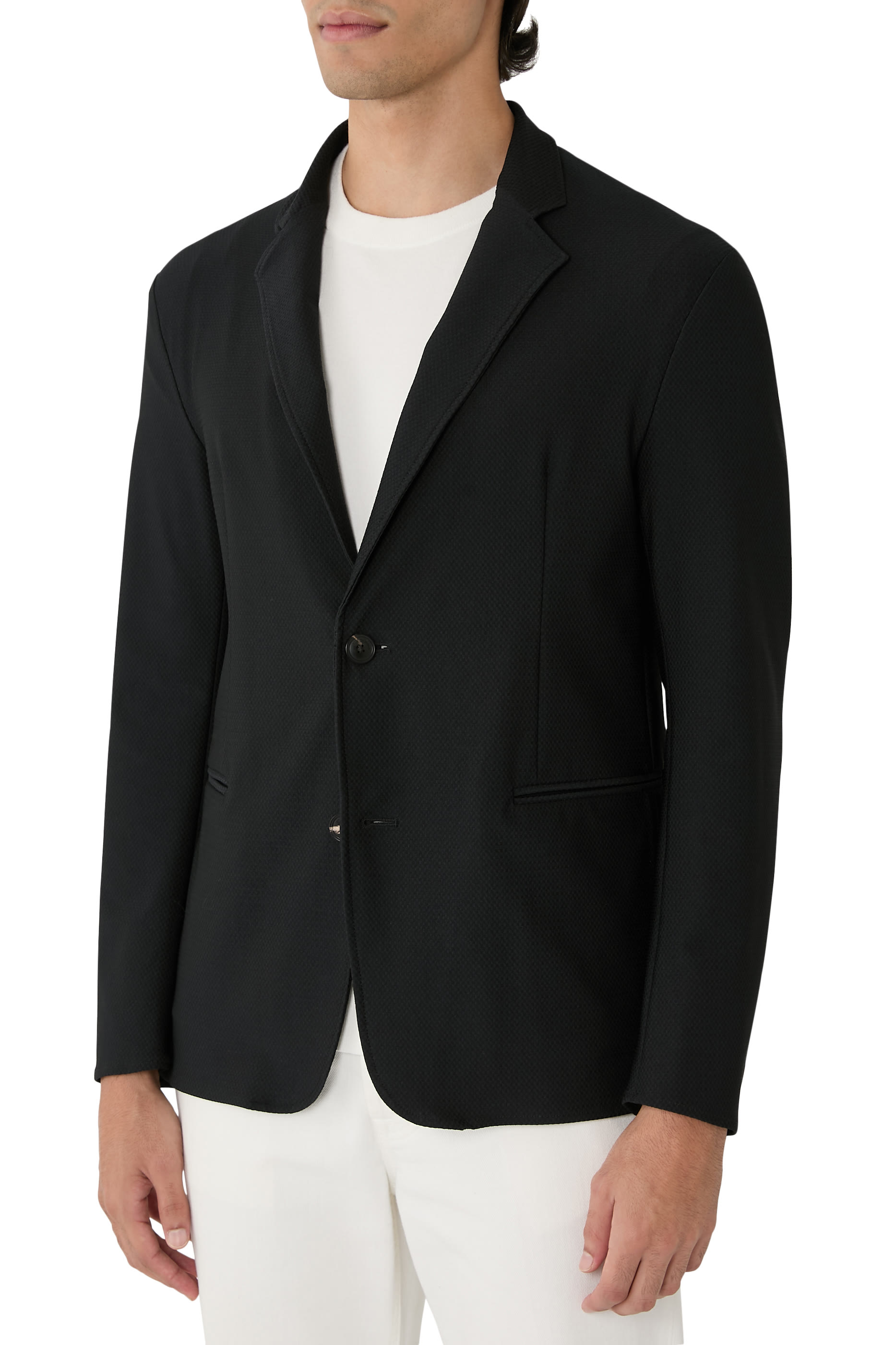 3D Micro-Textured Effect Single-Breasted Jacket