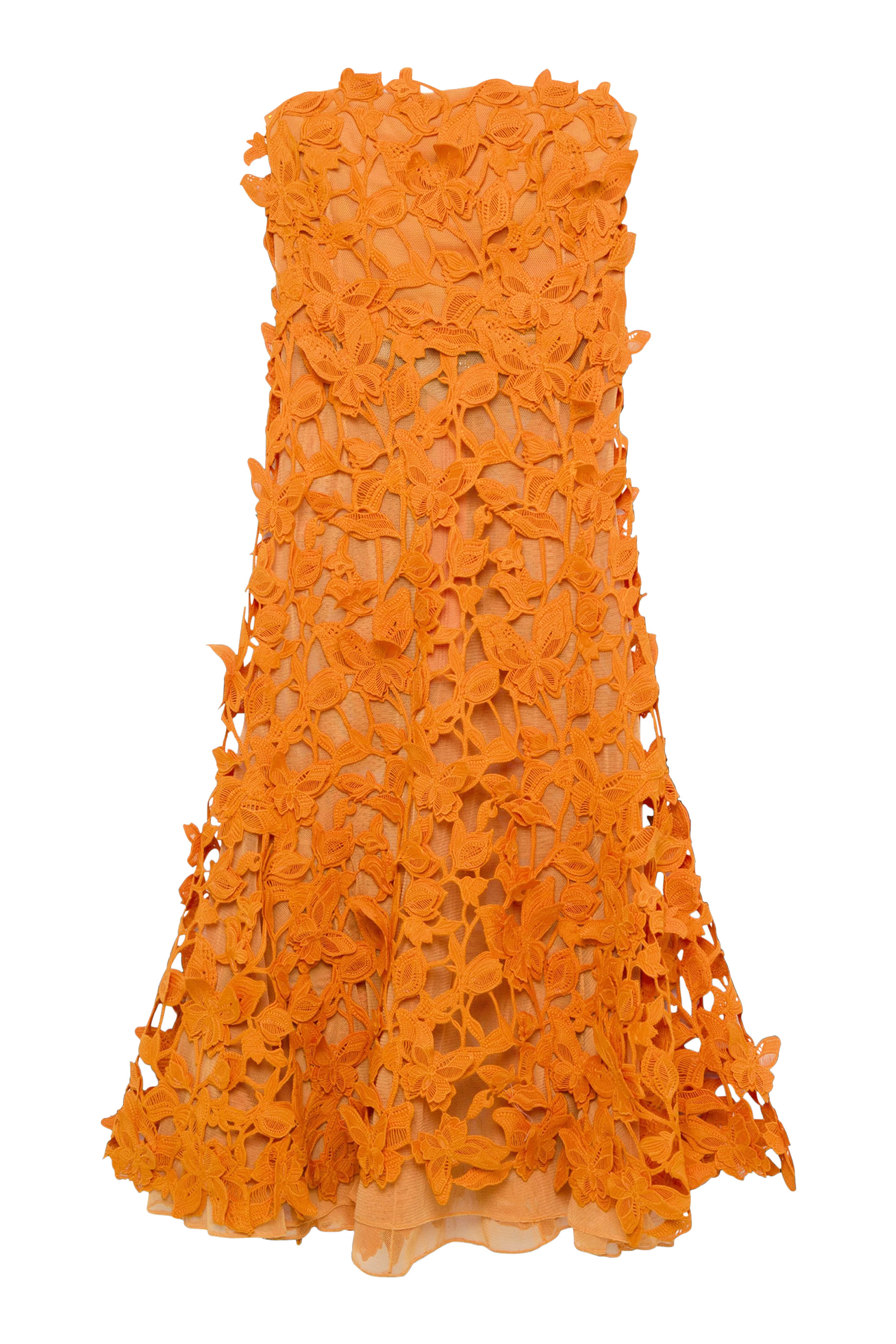 فستان فلوريلا متوسط الطول بزهور بارزة الملمس