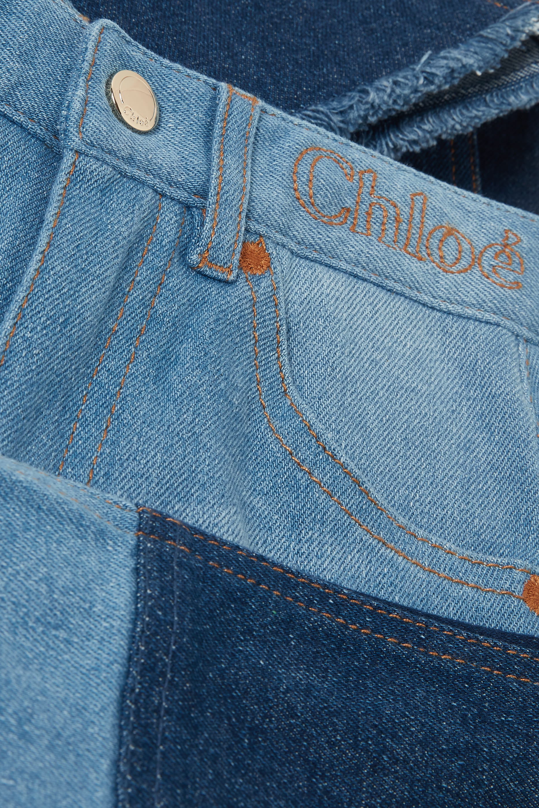 بنطال جينز للأطفال بقصة ساق واسعة برقعة