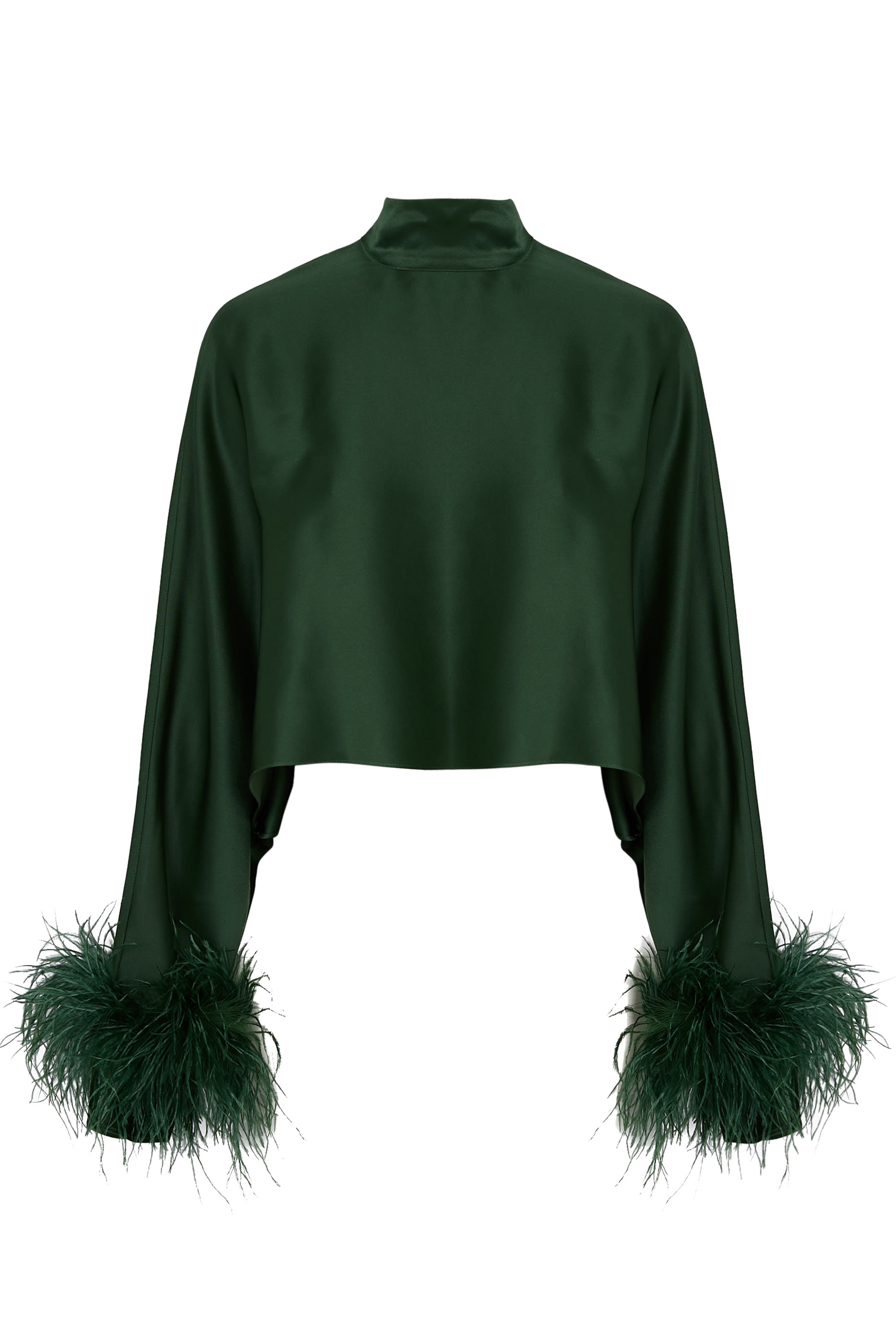 بلوزة قفطان مزينة بريش ساتان