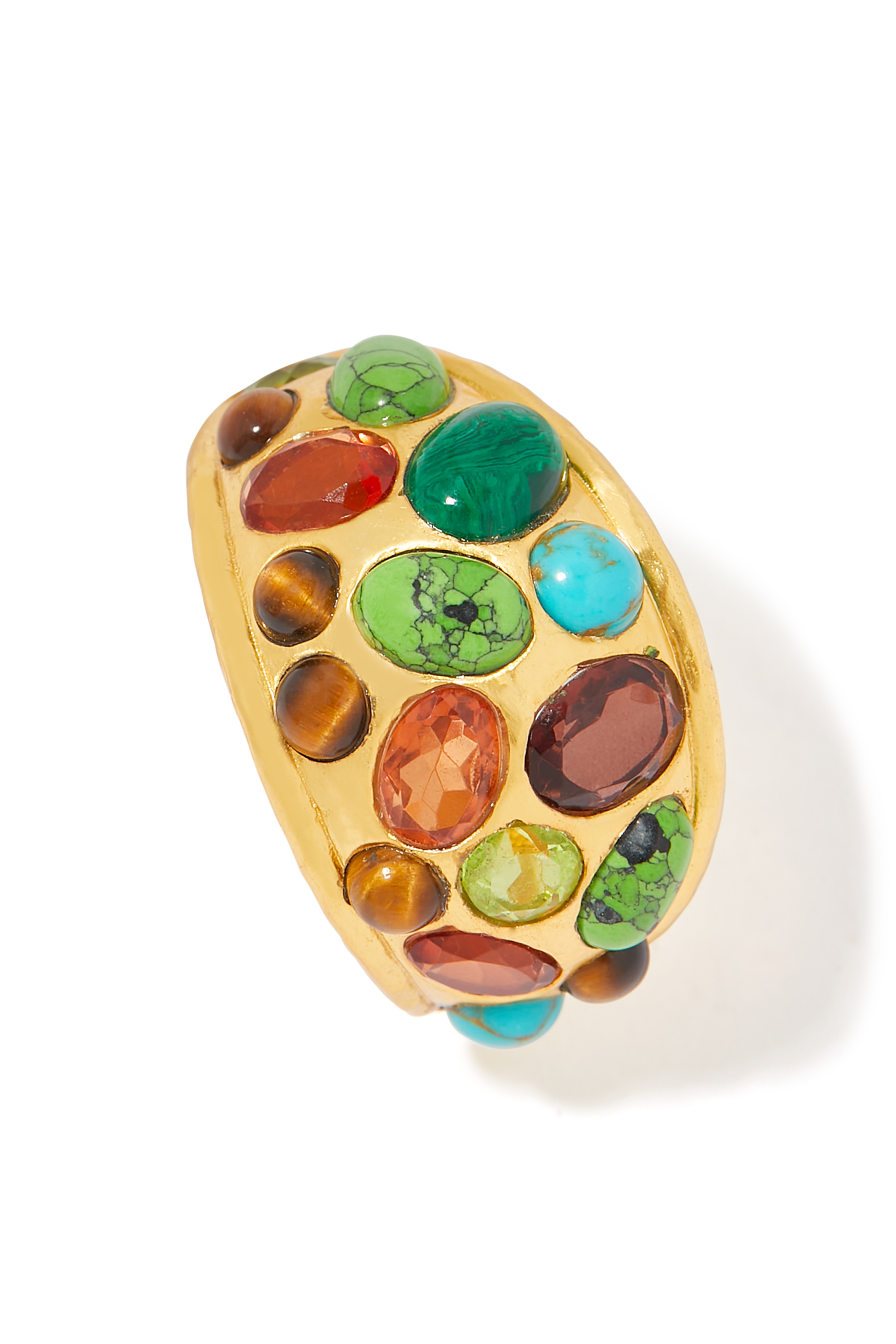 أقراط أليسيا مرصعة بأحجار متنوعة نحاس مطلي بذهب أصفر عيار 24