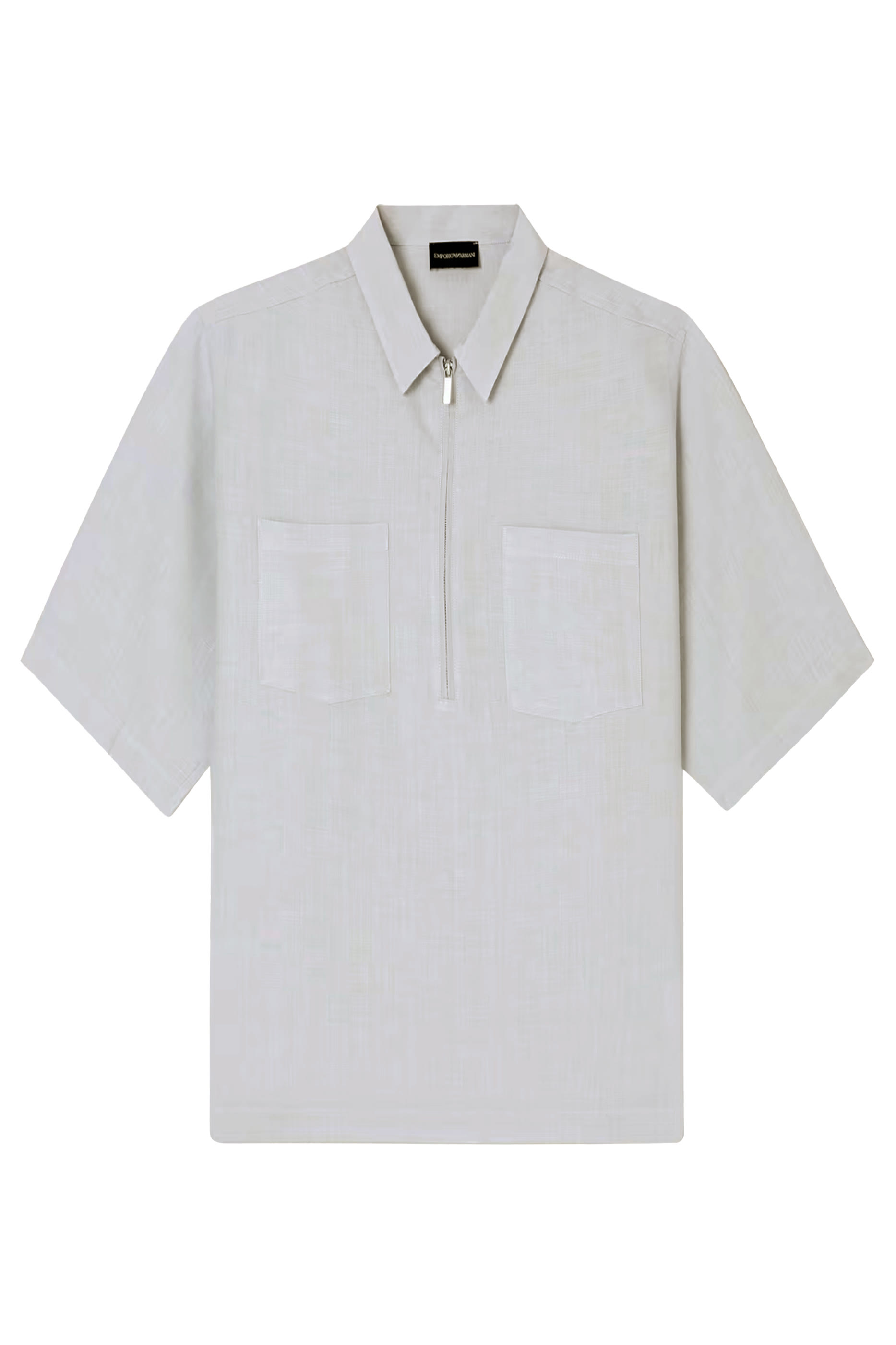 Pure Linen Shirt With Partial Zip