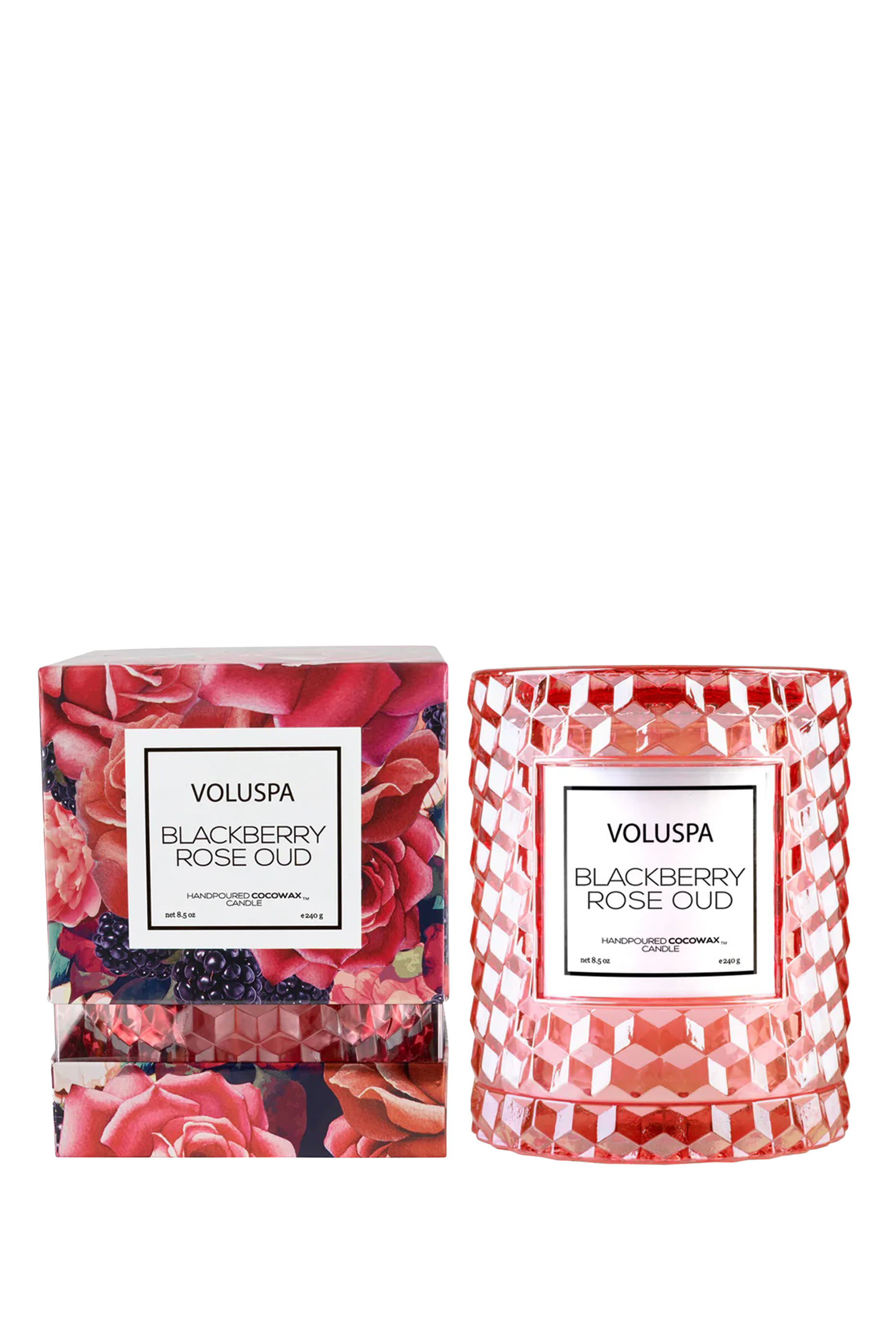 شمعة بلاكبيري روز عود في وعاء زجاجي