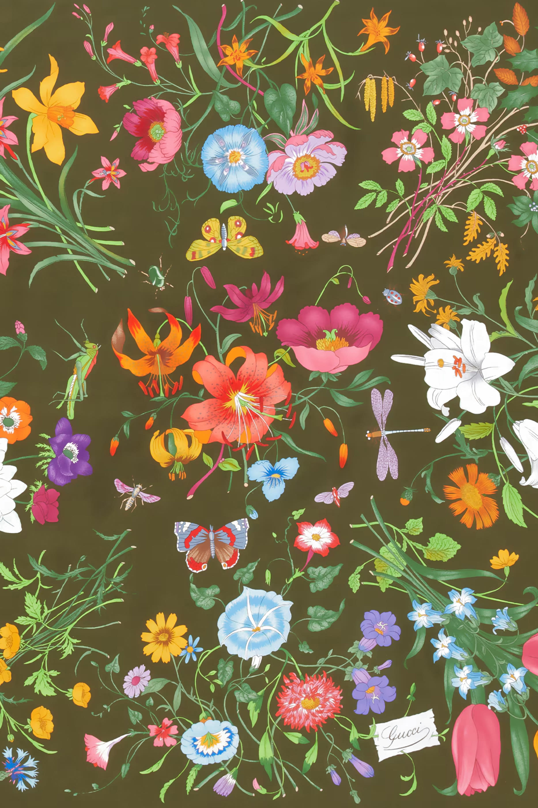 وشاح مربع حرير تويل بنقشة