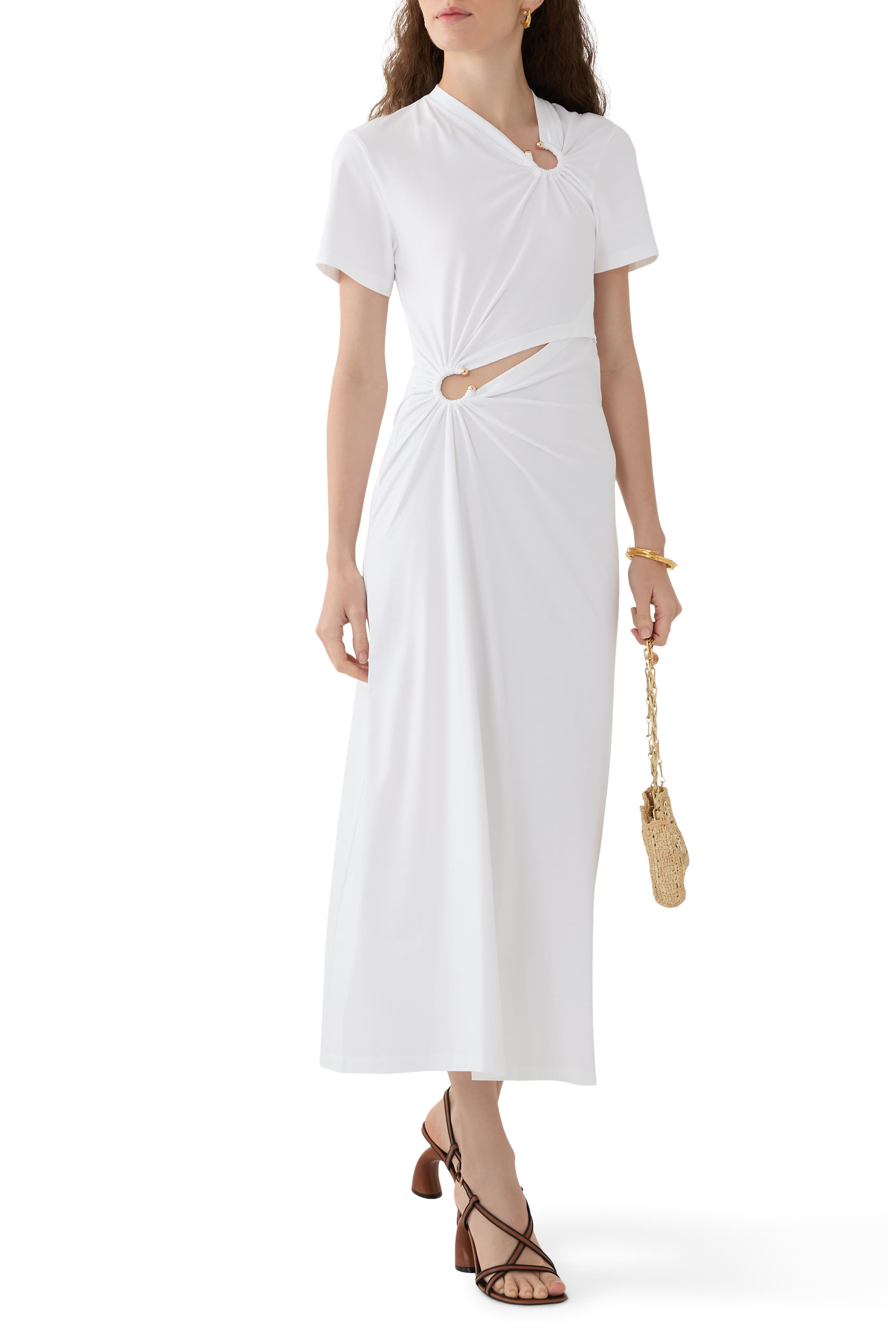 فستان طويل بثقوب قطن جيرسيه