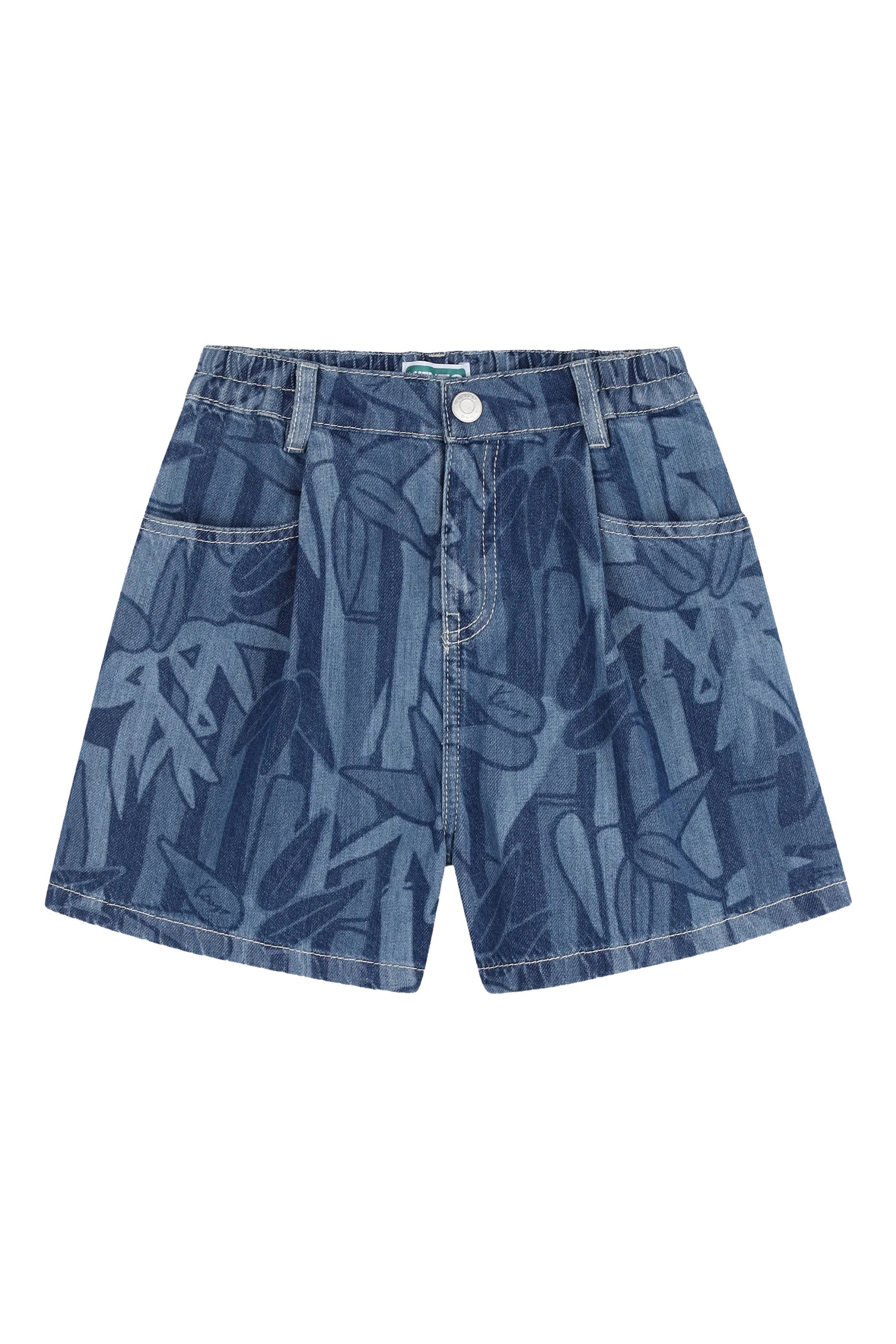 شورت دنيم بتصميم مستوحى من غابة عدن للأطفال