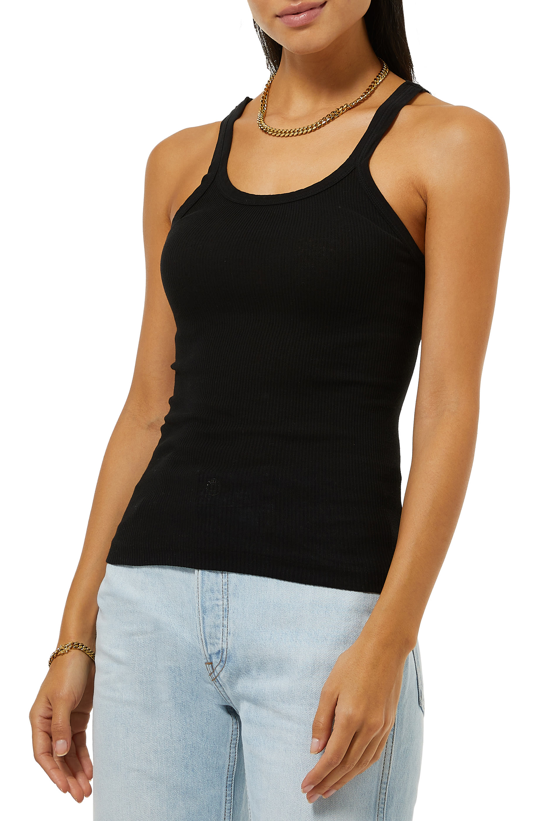 تي شيرت بلا أكمام بنسيج مضلع