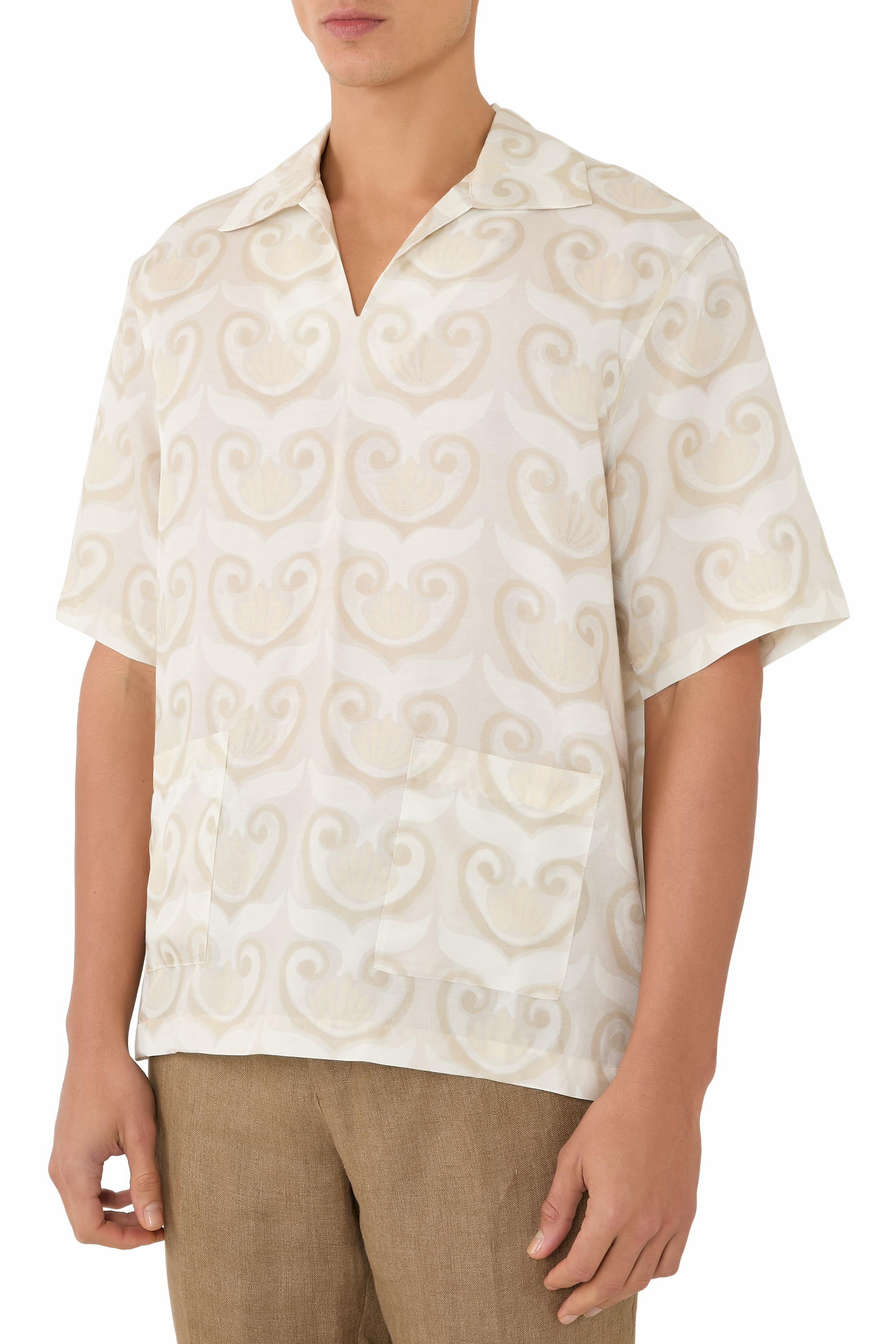 قميص نوتيكال بطبعة أصداف حرير