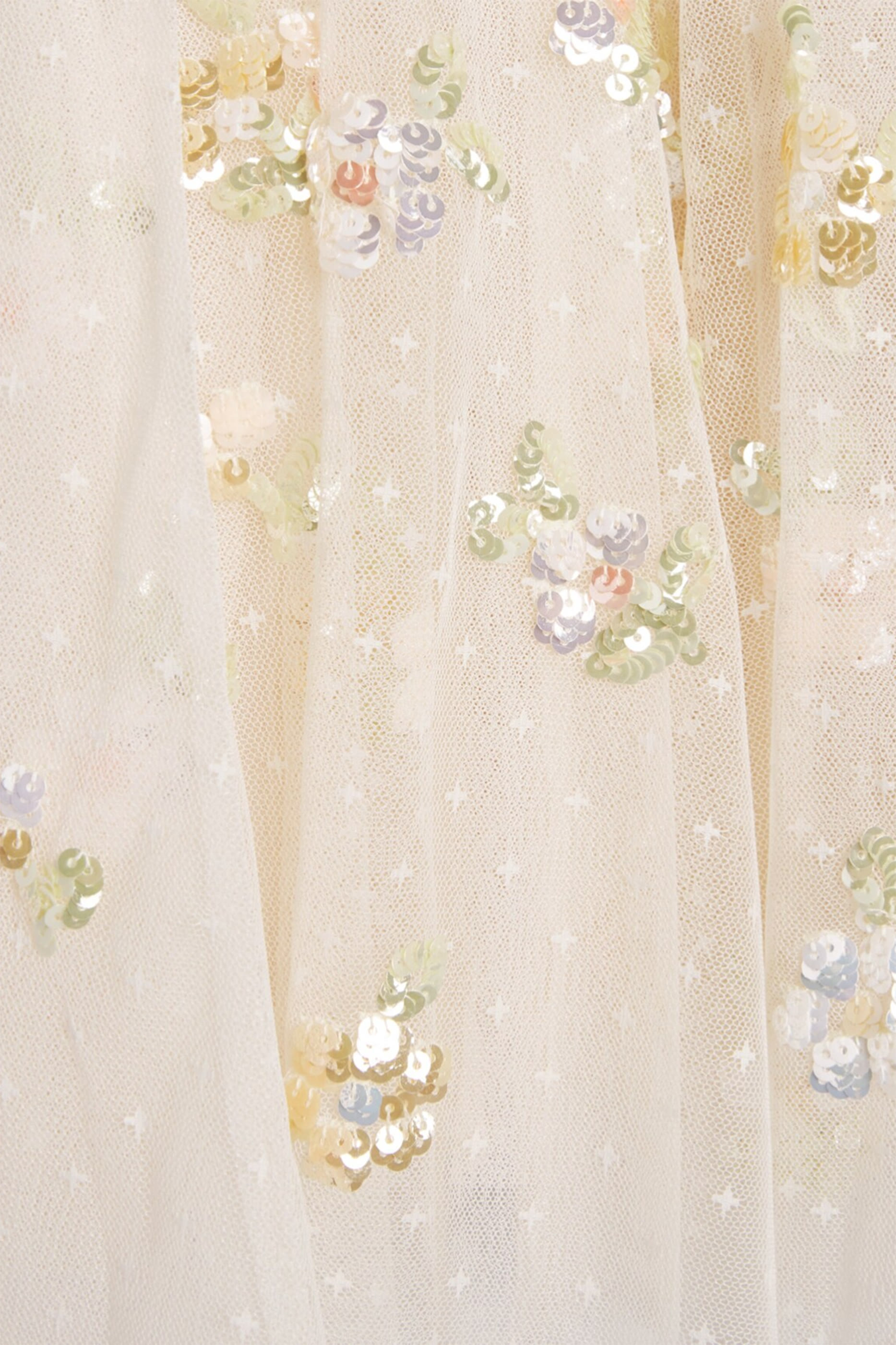 فستان فريزيا بكاب وتطريز براق للأطفال