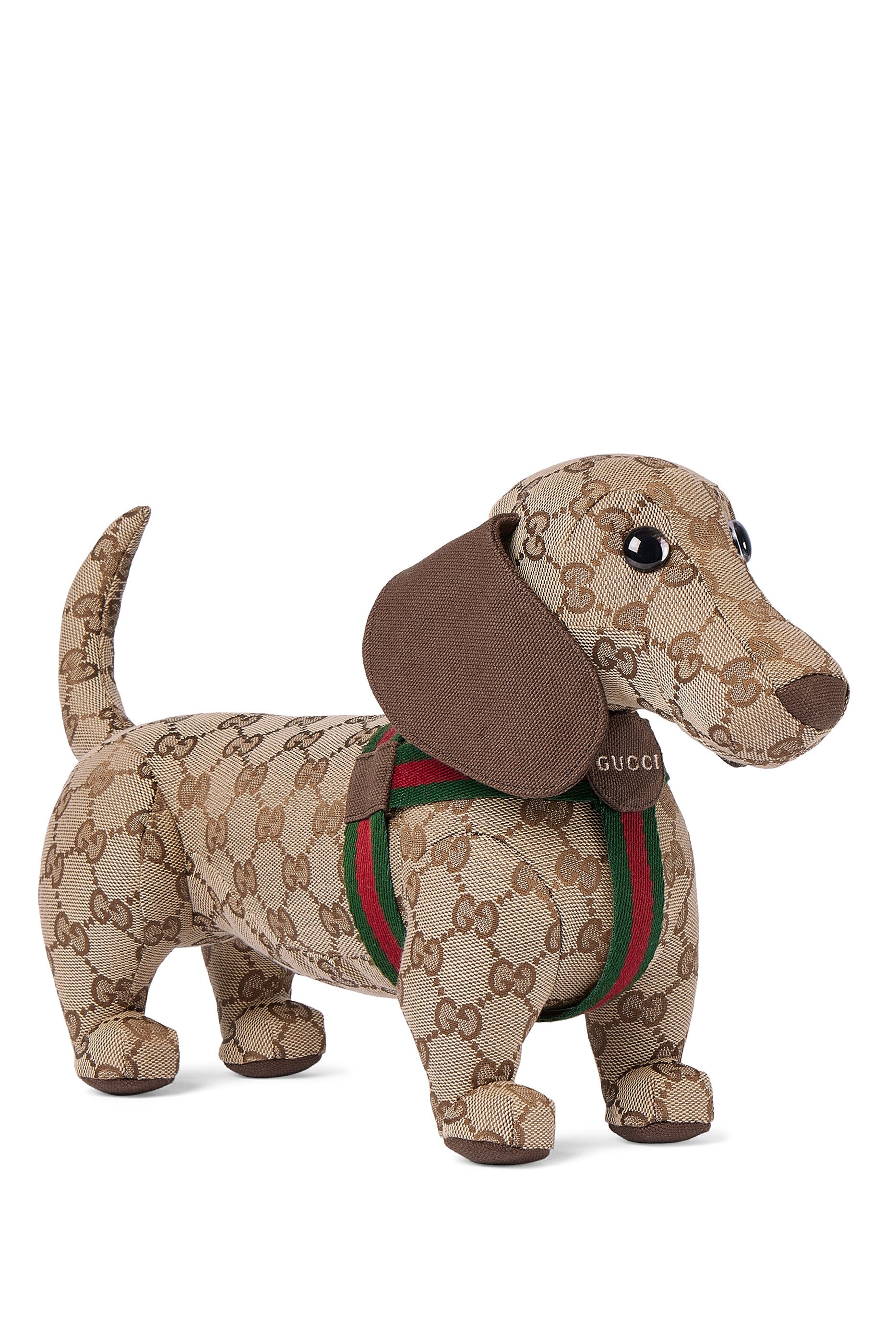 لعبة محشوة بتصميم كلب بنقشات حرفي شعار الماركة للأطفال