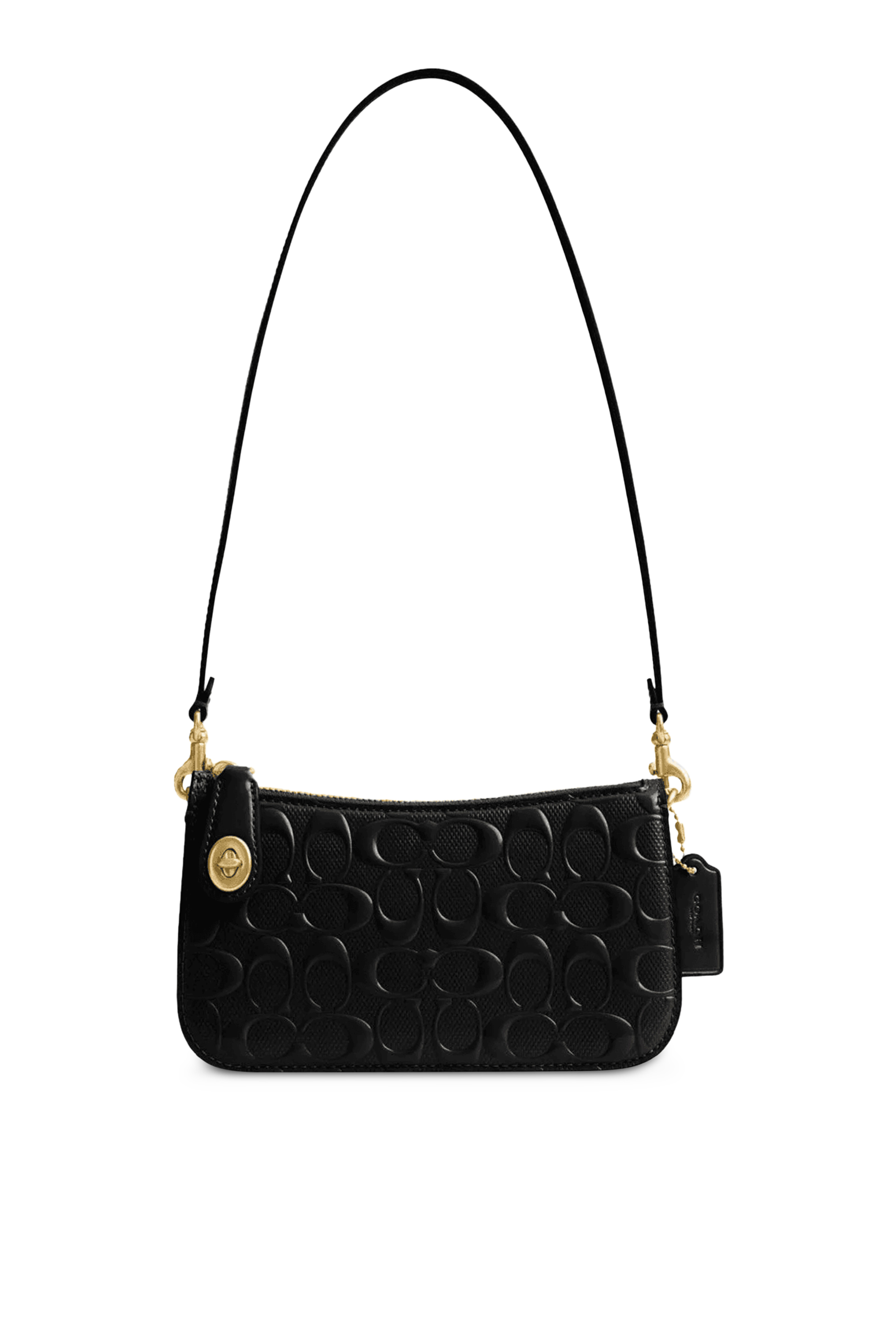 حقيبة كتف بين جلد بنقشة شعار الماركة