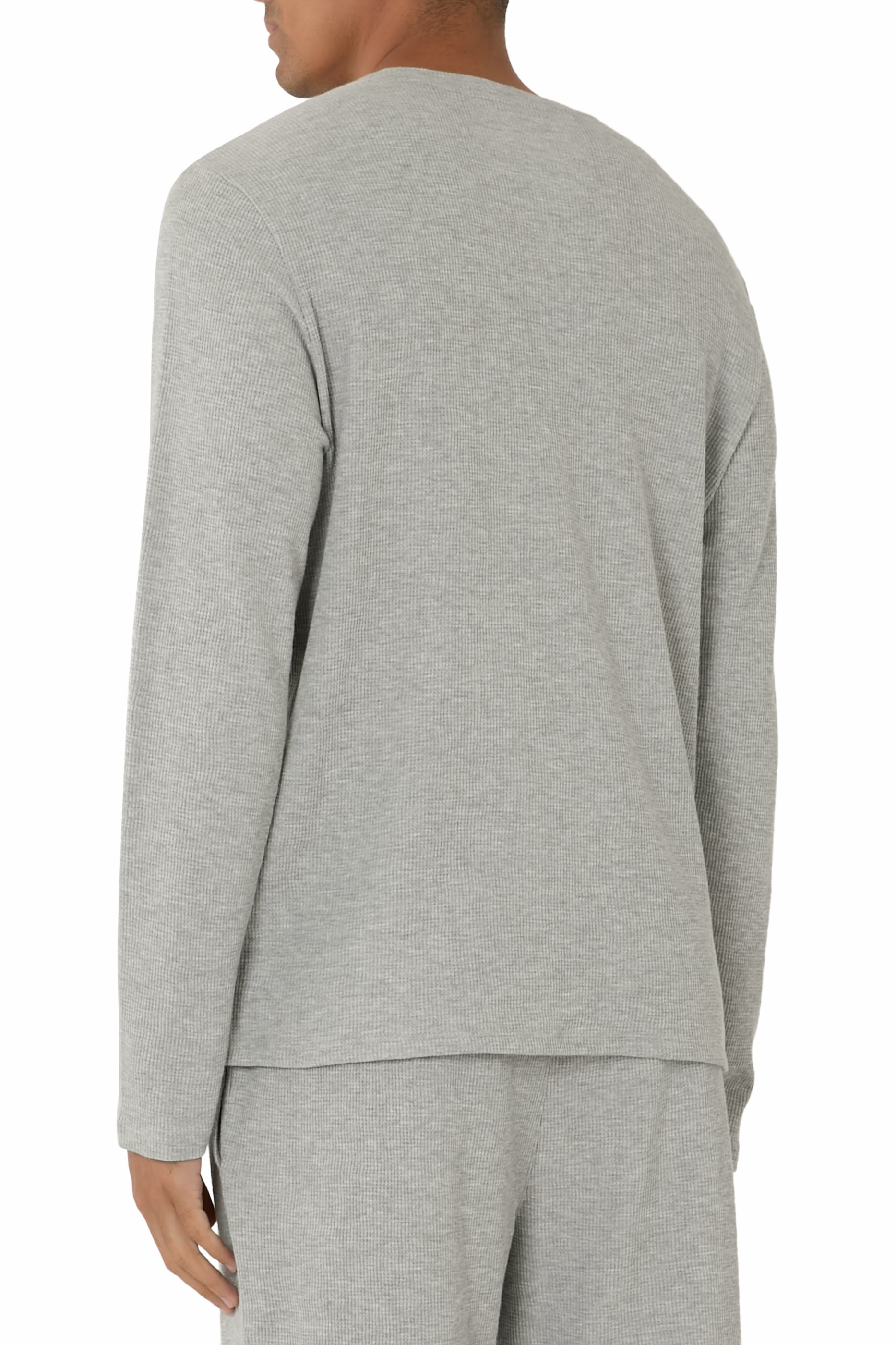 تيشيرت للنوم بياقة هينلي نسيج متشابك