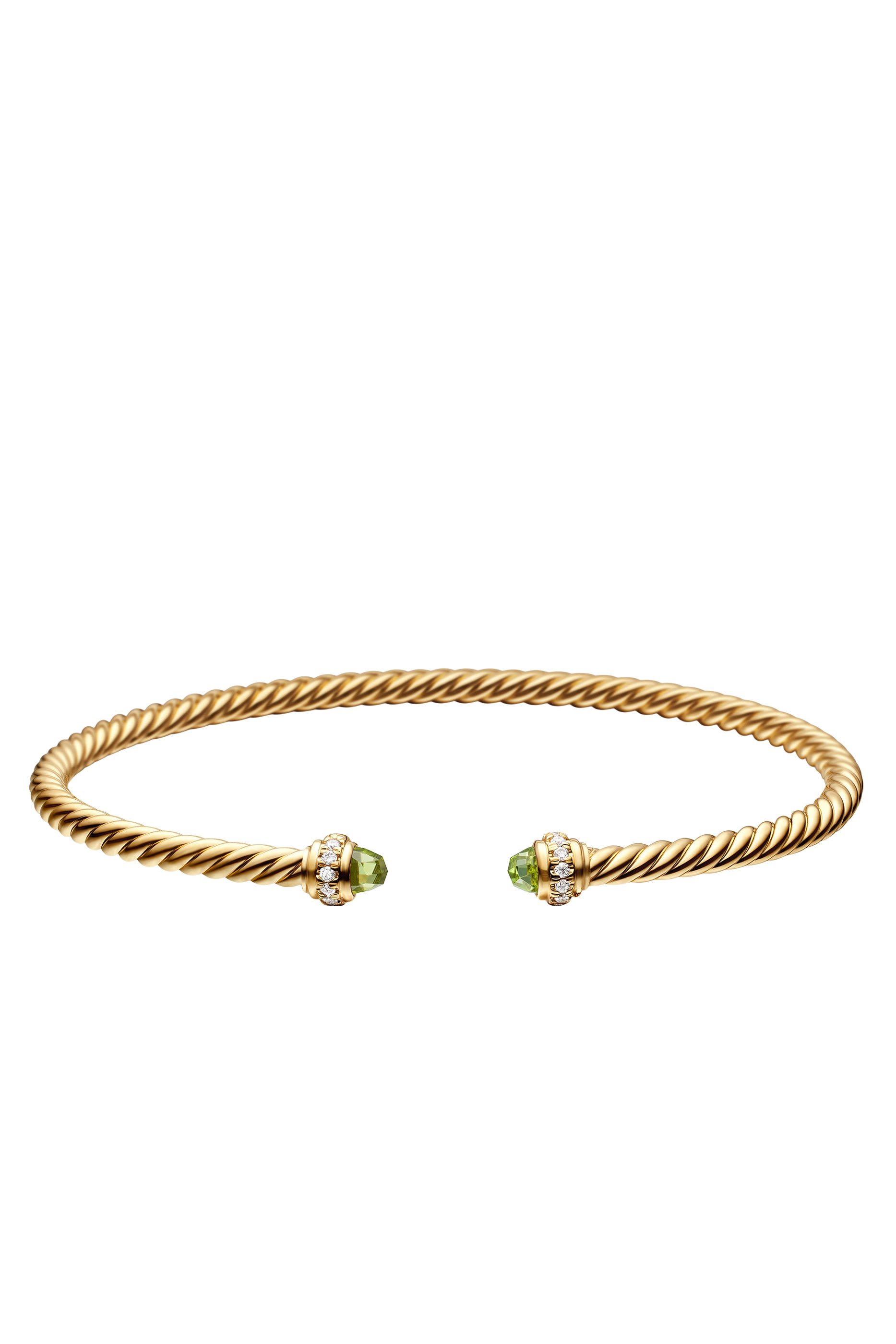 Classic Cablespira&reg; Bracelet, 18K Yellow Gold, Peridot & Diamonds