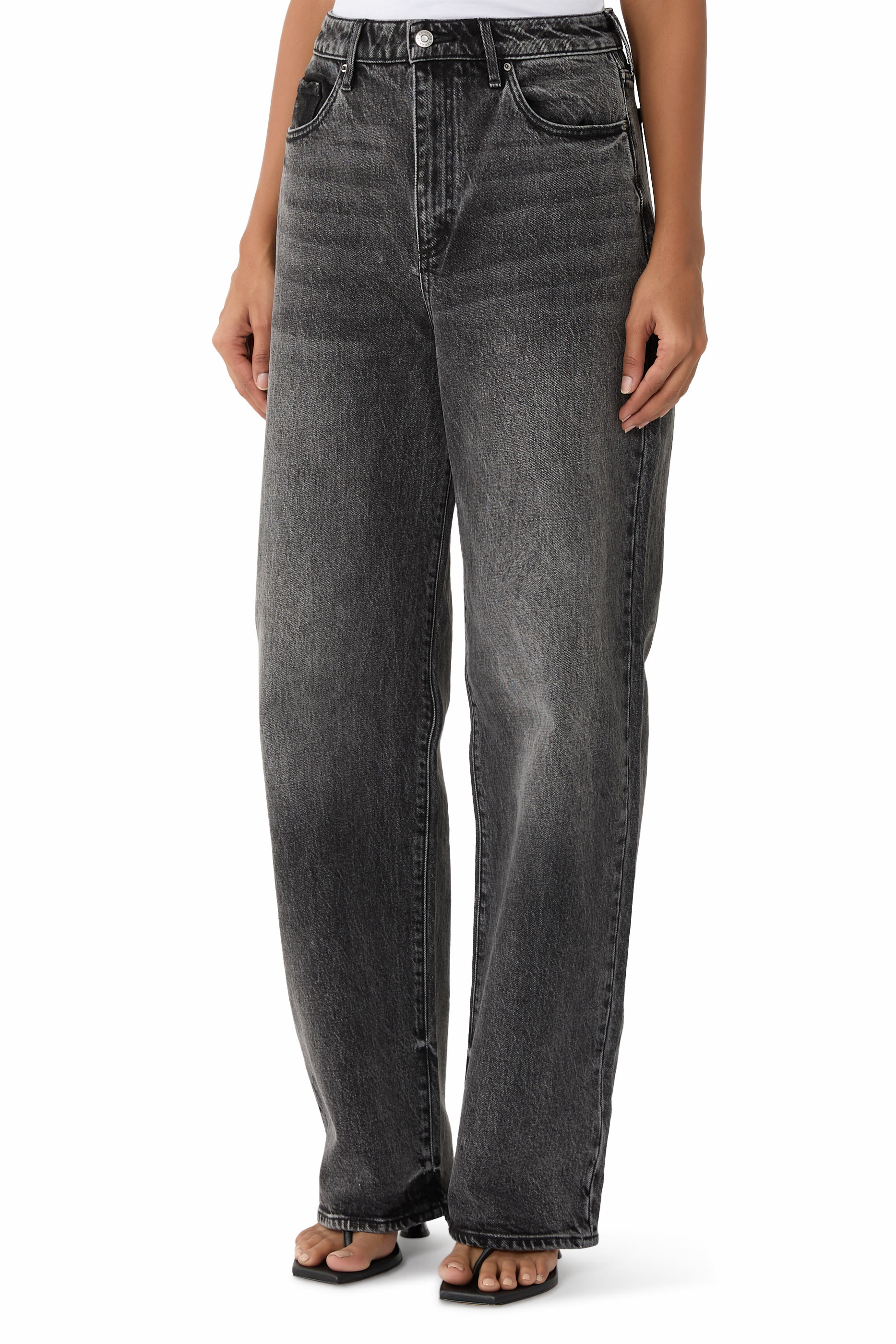 بنطال جينز بخمسة جيوب وقصة مريحة دنيم