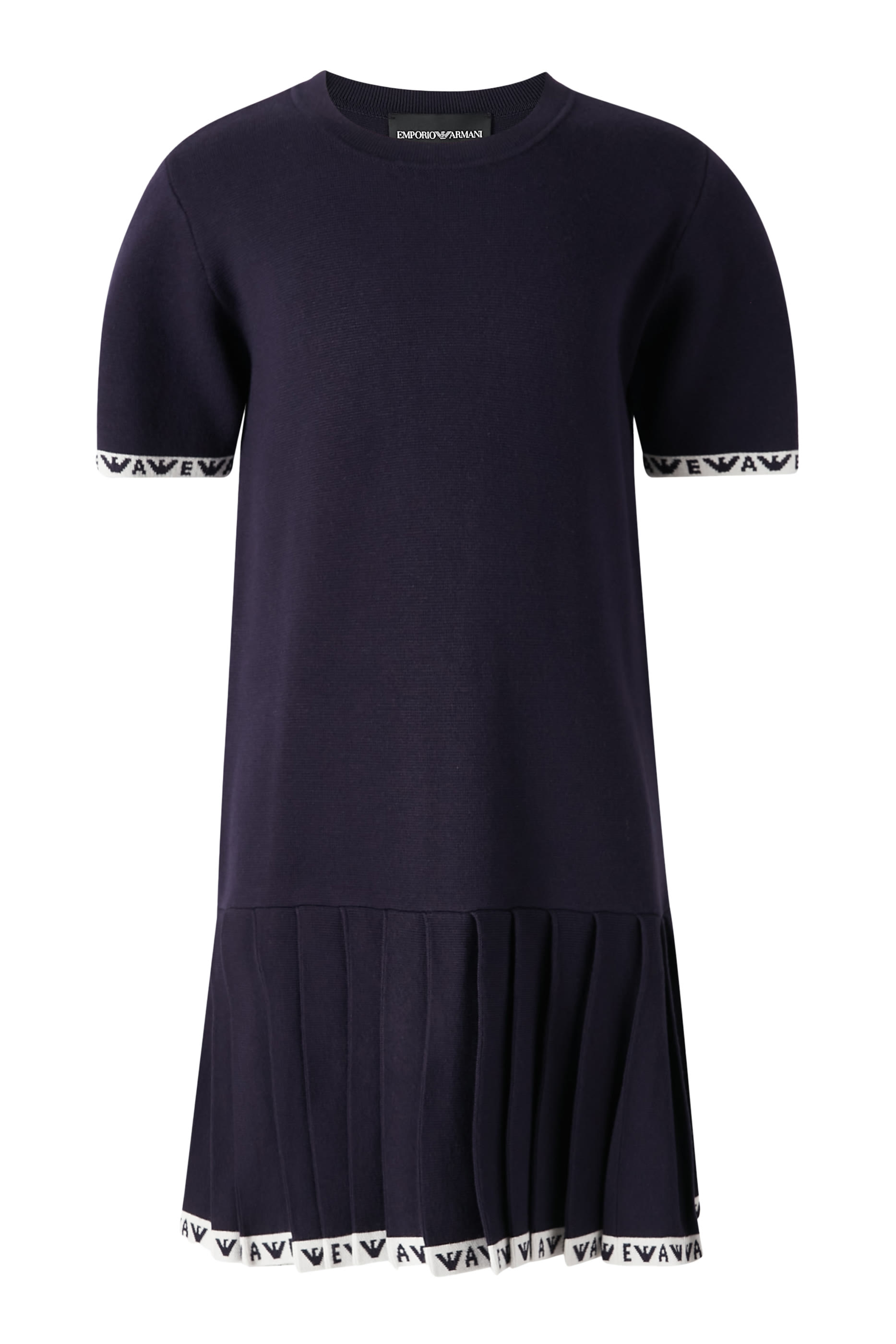 فستان بطيات وشعار الماركة للأطفال