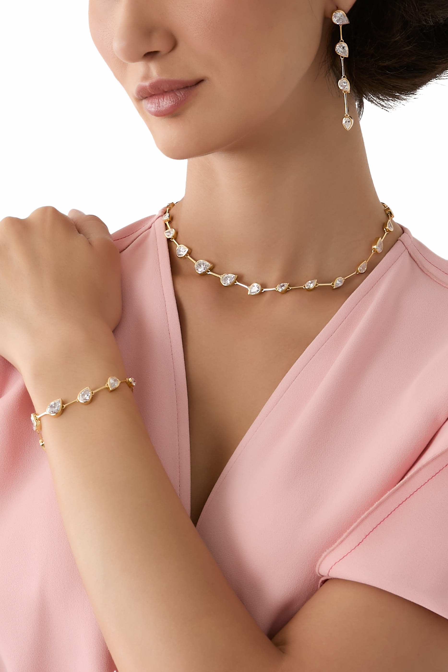 أقراط ميرياد مرصعة بأحجار، فضة استرلينية معاد تدويرها مرصعة بذهب أصفر عيار 18