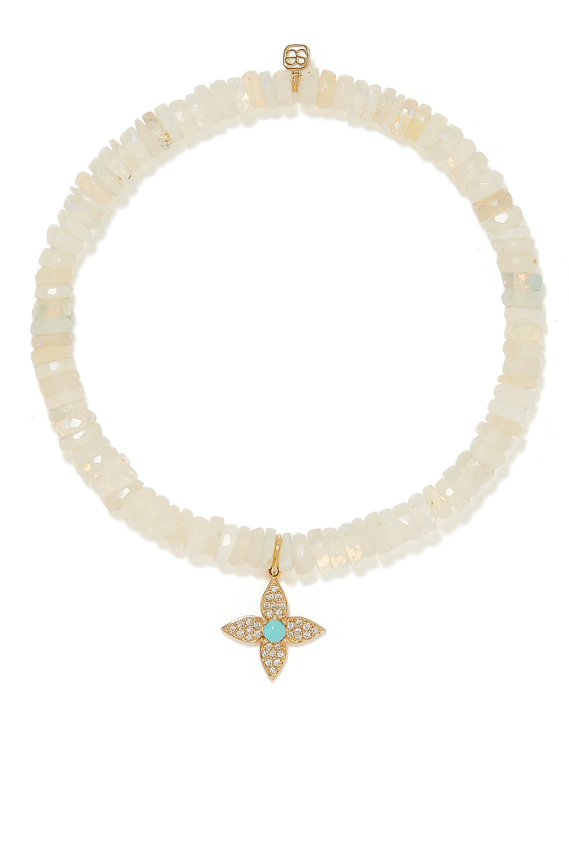 سوار مزين بالأوبال وحلية زهرة بيزلي مرصعة بالماس ذهب أصفر عيار 14